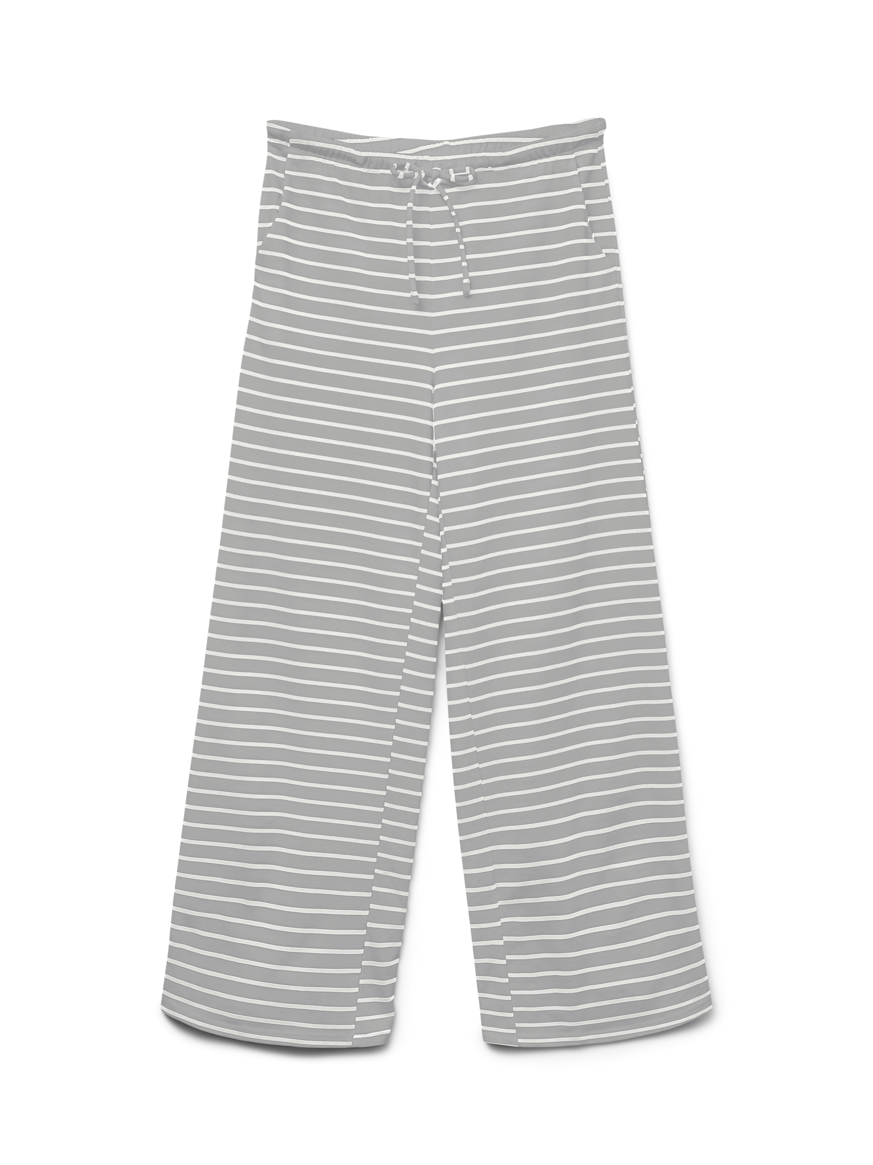 Alma wide pant light grey melange/white stripes