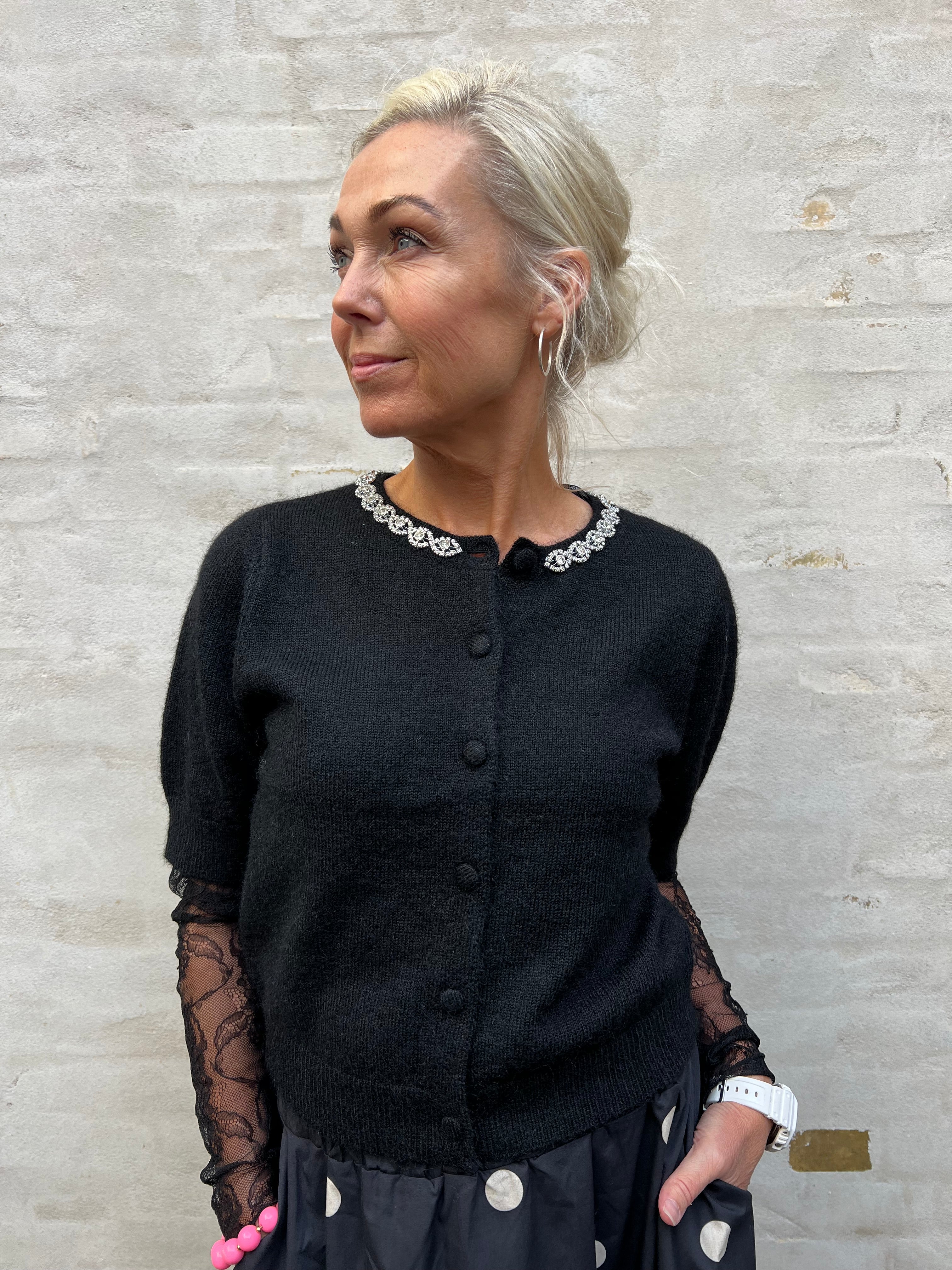 ALVA LIFE EMBEL CARDIGAN - Black/SILVER