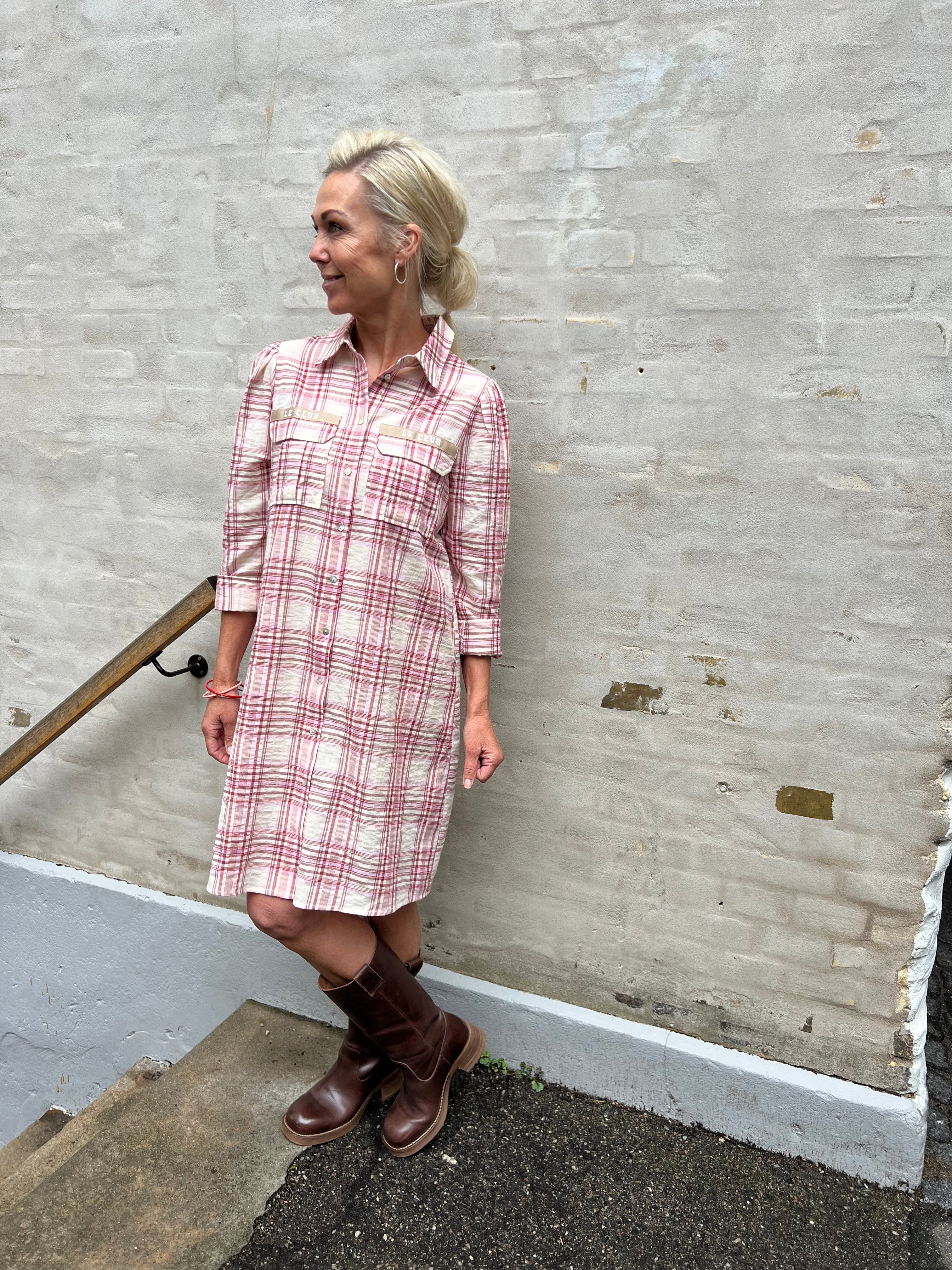 Mili Check Patch Dress - Red Check
