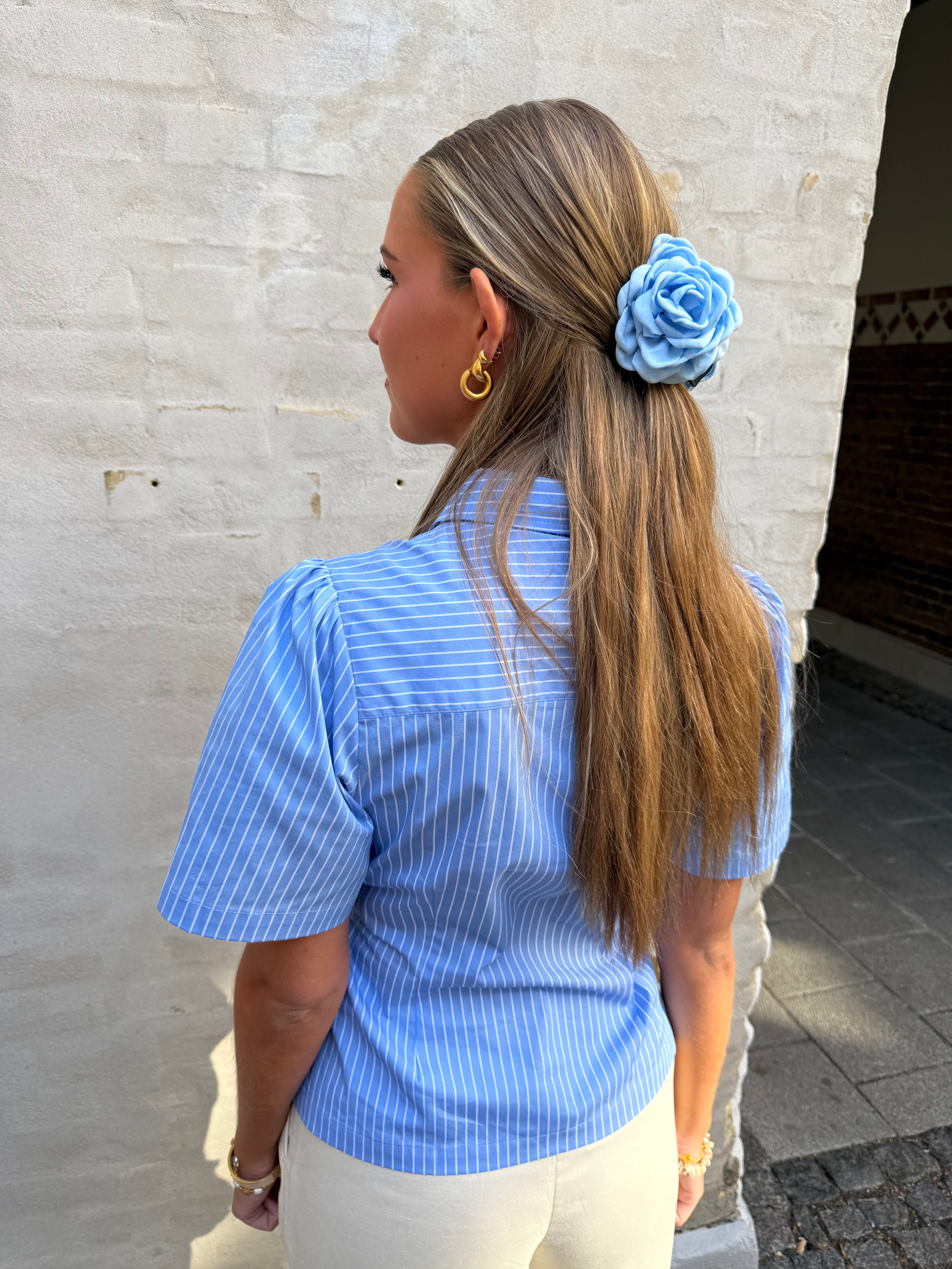 Balara Stripe Poplin Shirt - Light Blue