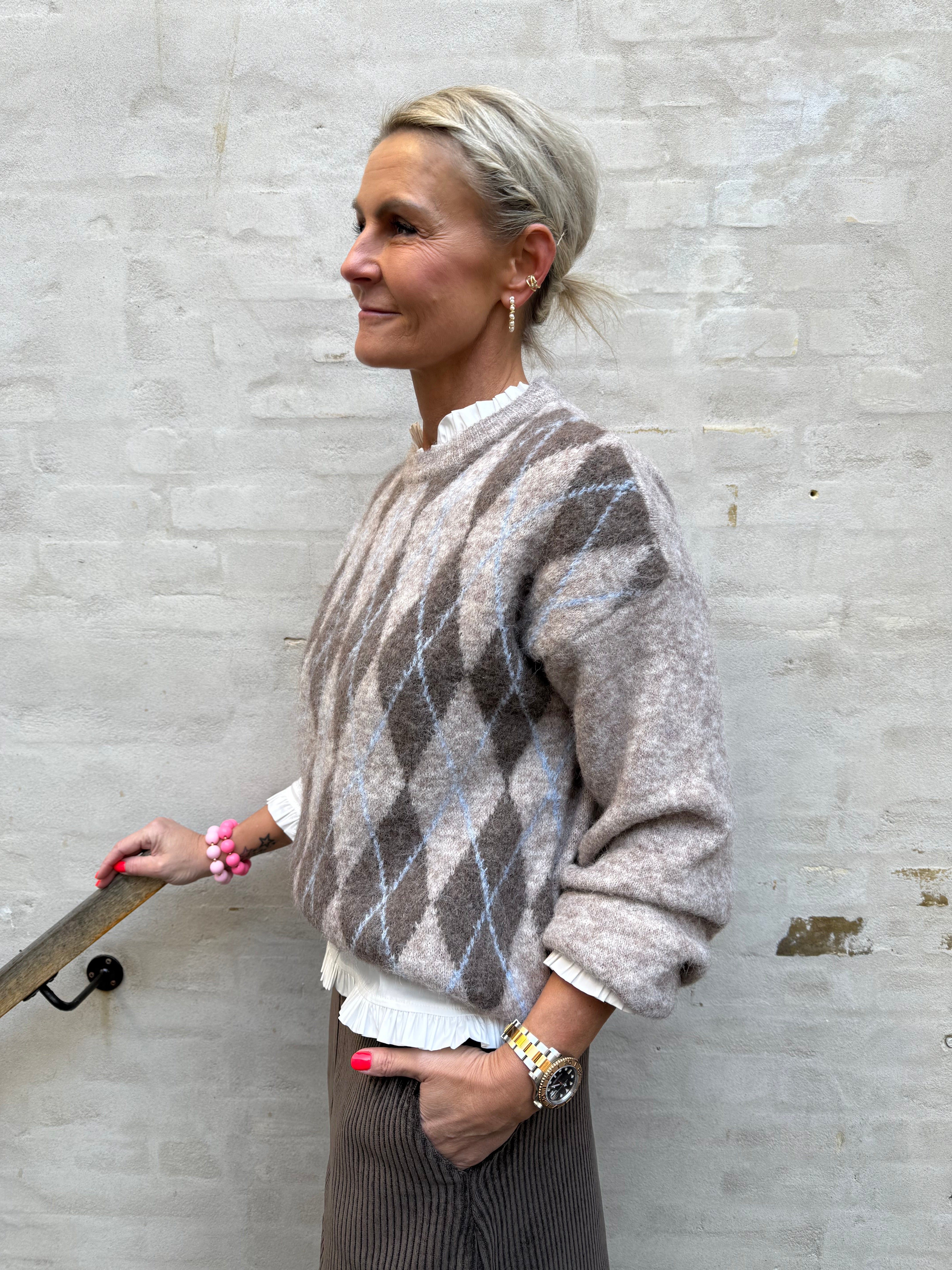 PREORDER-Cora Knit - Beige/blue