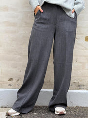 KAMMY MW WIDE PANTS - Black Melange
