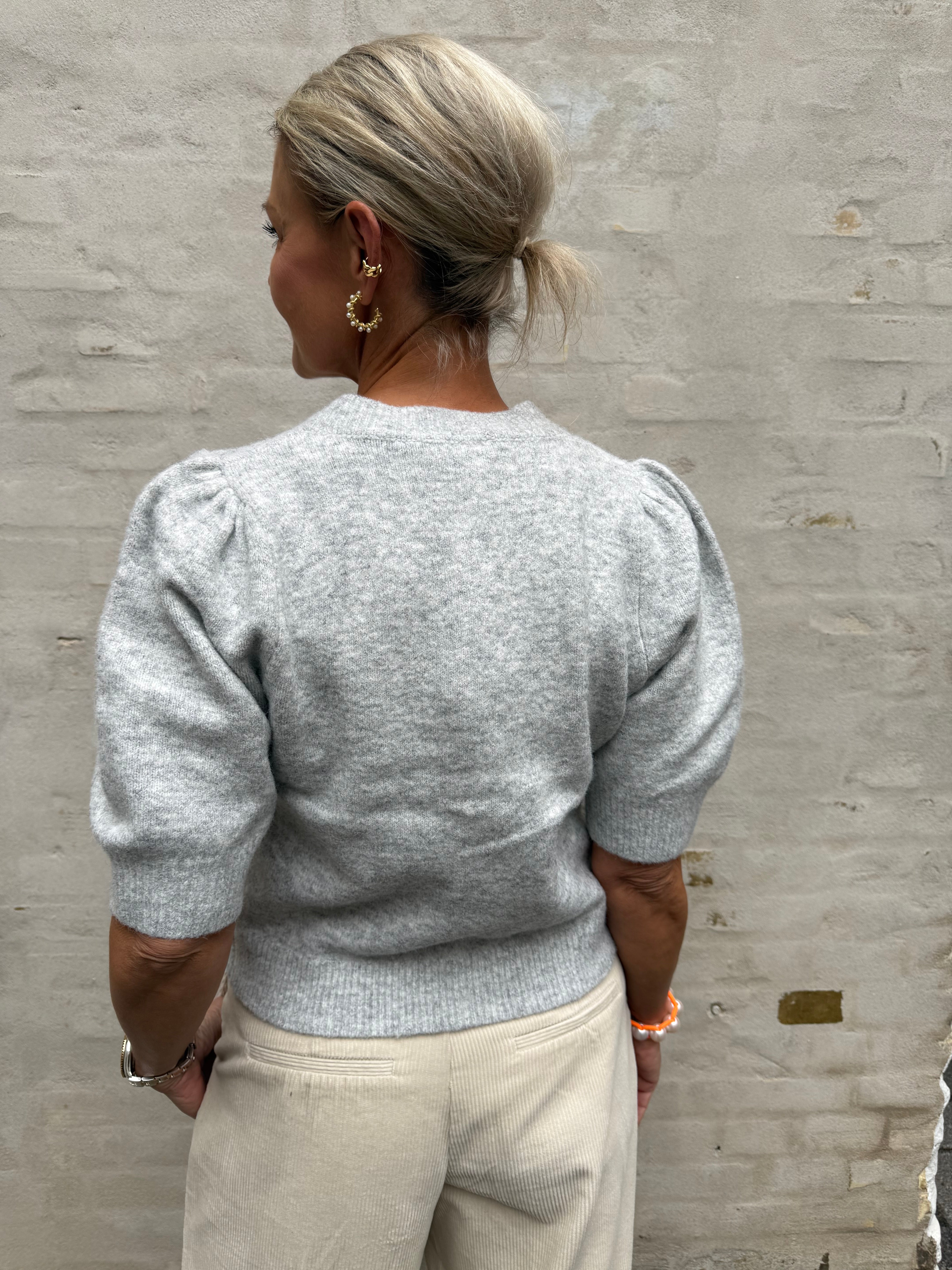 Trudy Deco Knit Cardigan - Light Grey Melange