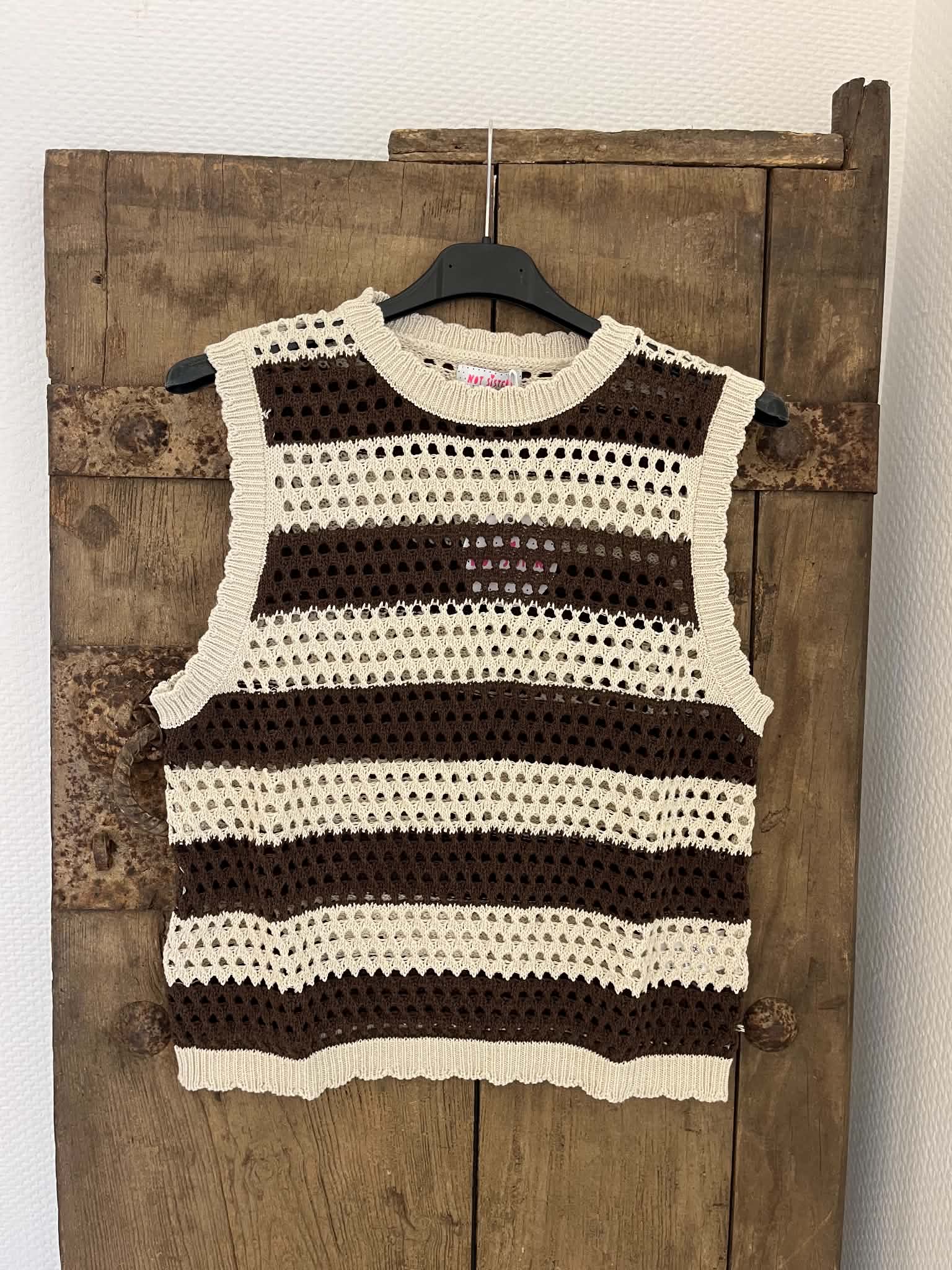 Manga Vest - Off white-Dark Brown