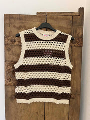 Manga Vest - Off white-Dark Brown