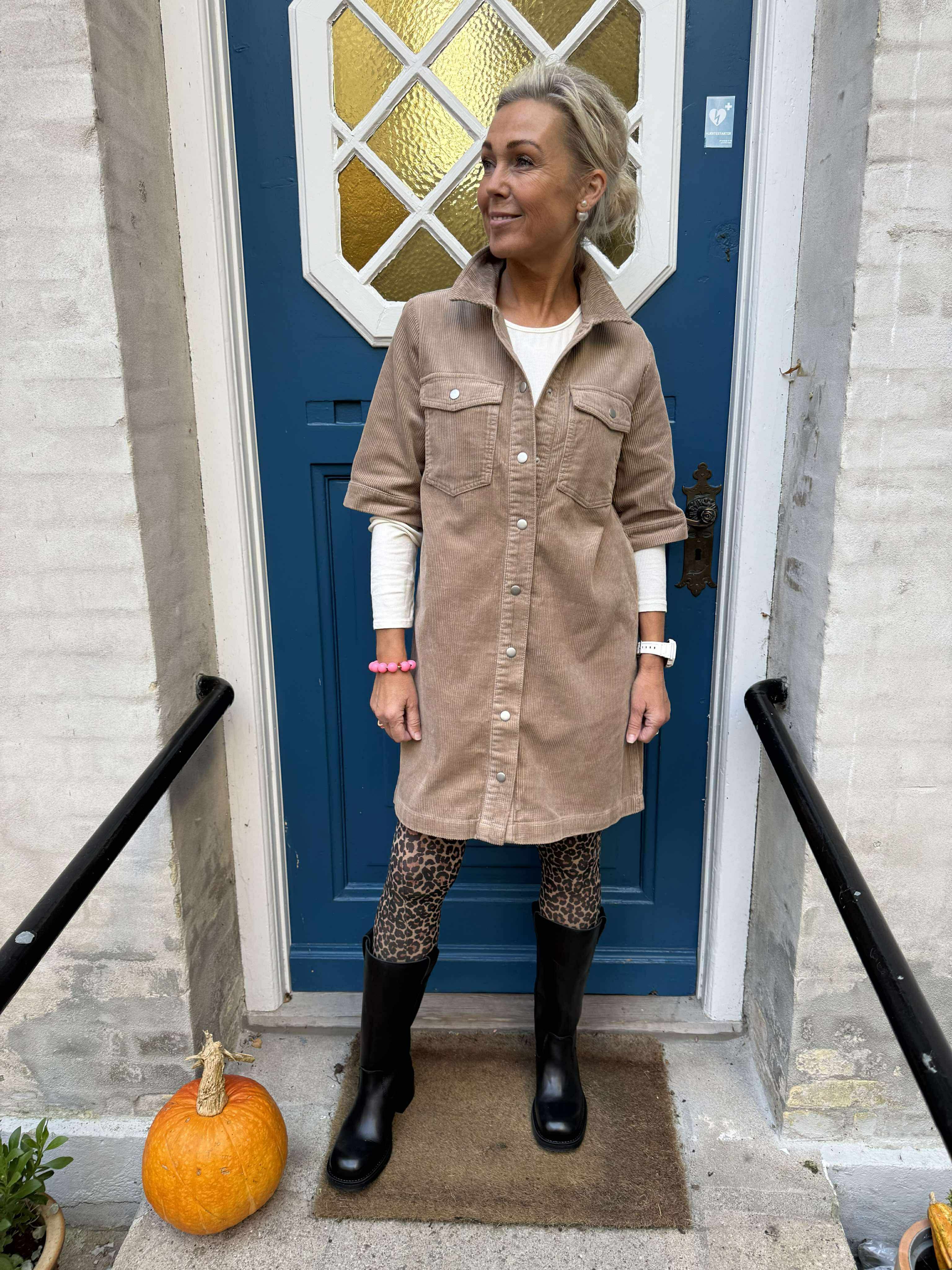 SHIRAZ SS BUTTON DRESS - Silver Mink