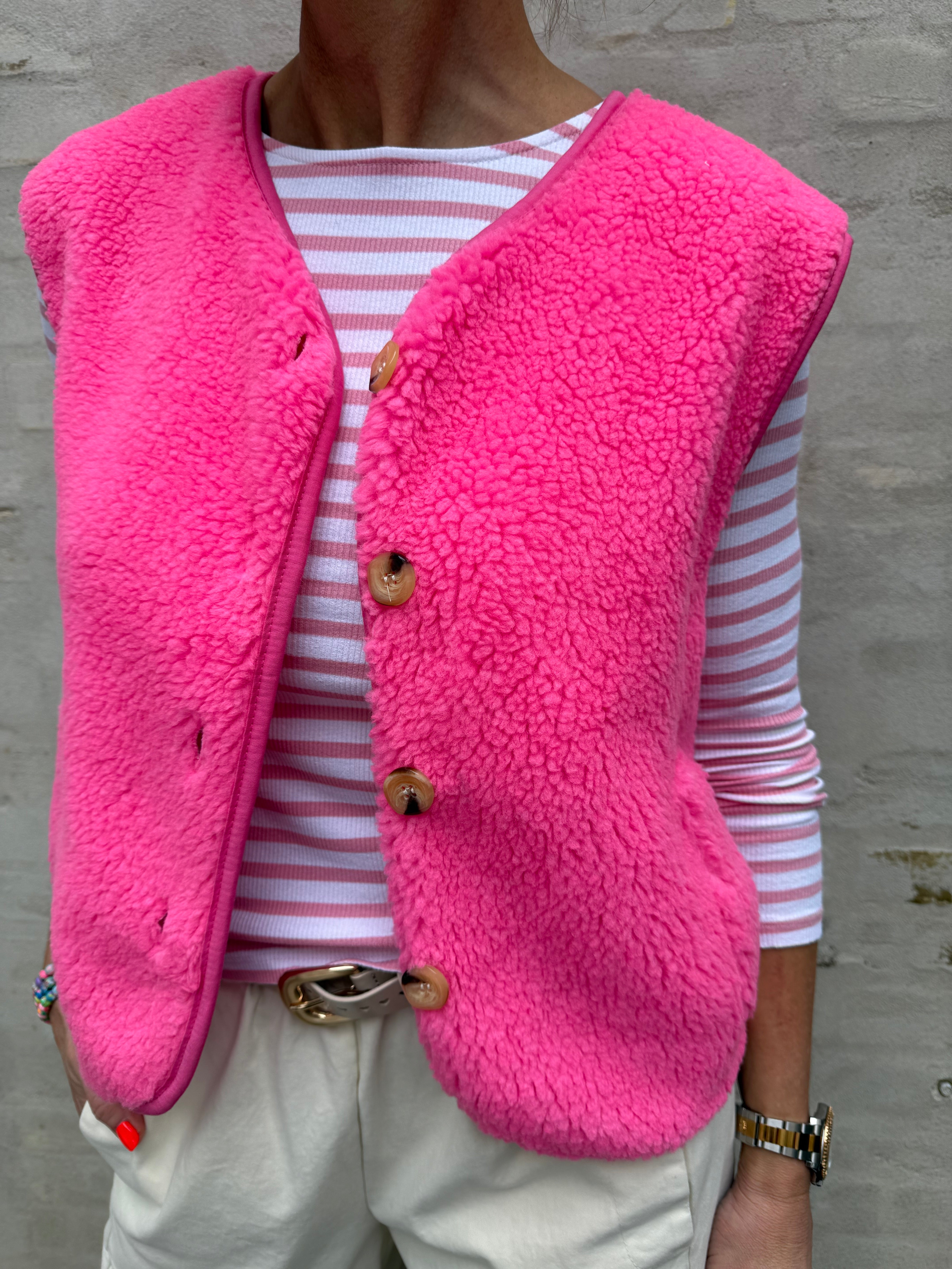 Molly Teddy Vest - Bubblegum