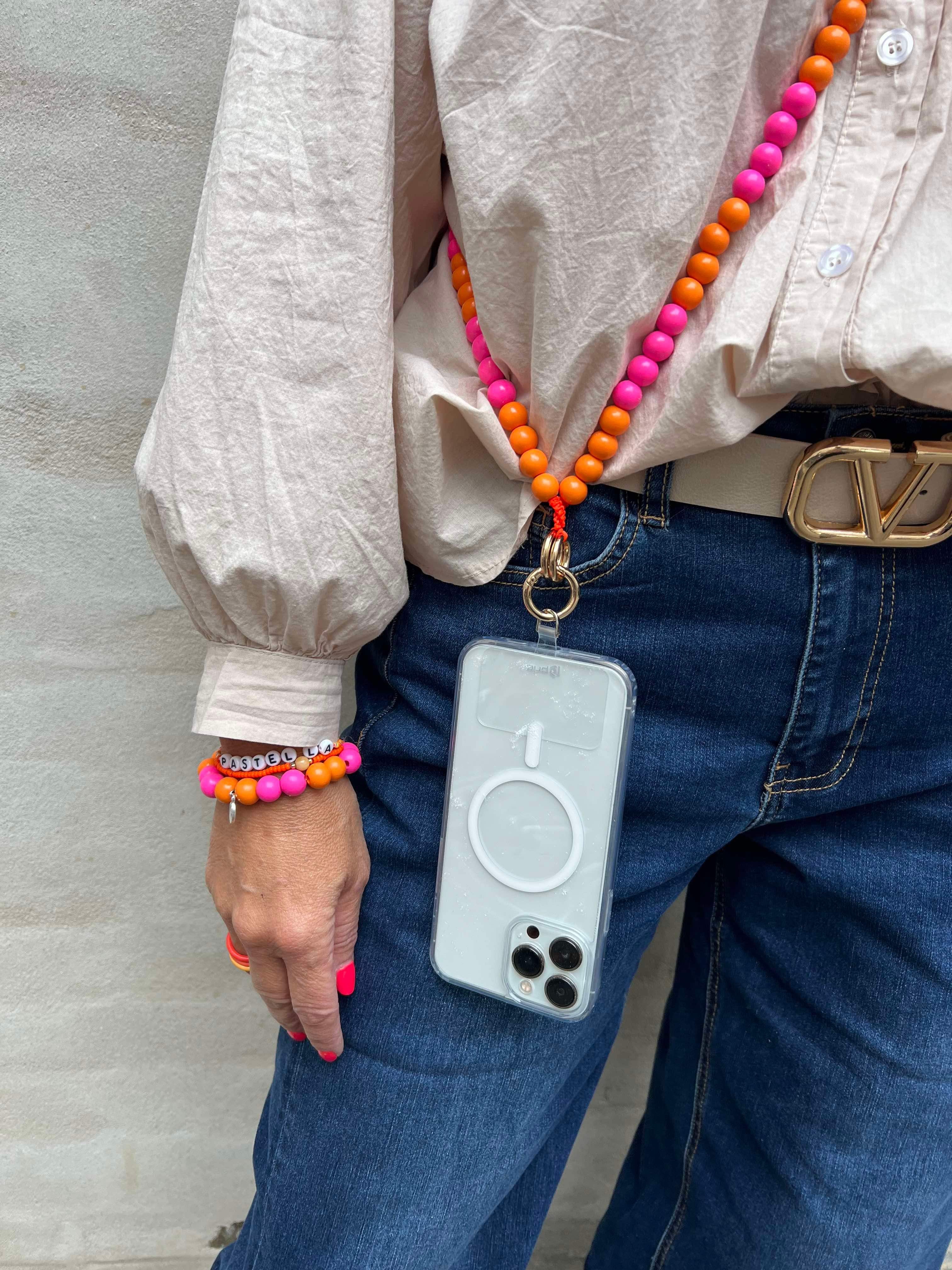 Timber phone chain orange / neon pink