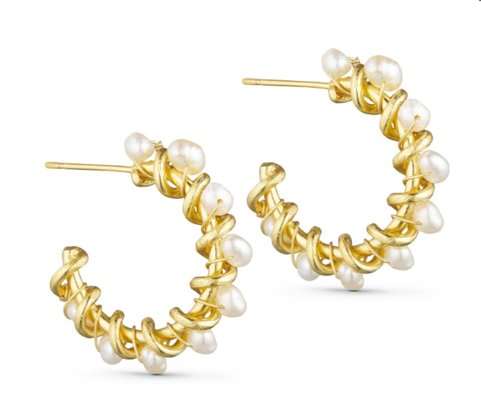 Earring w stone/pearls gold