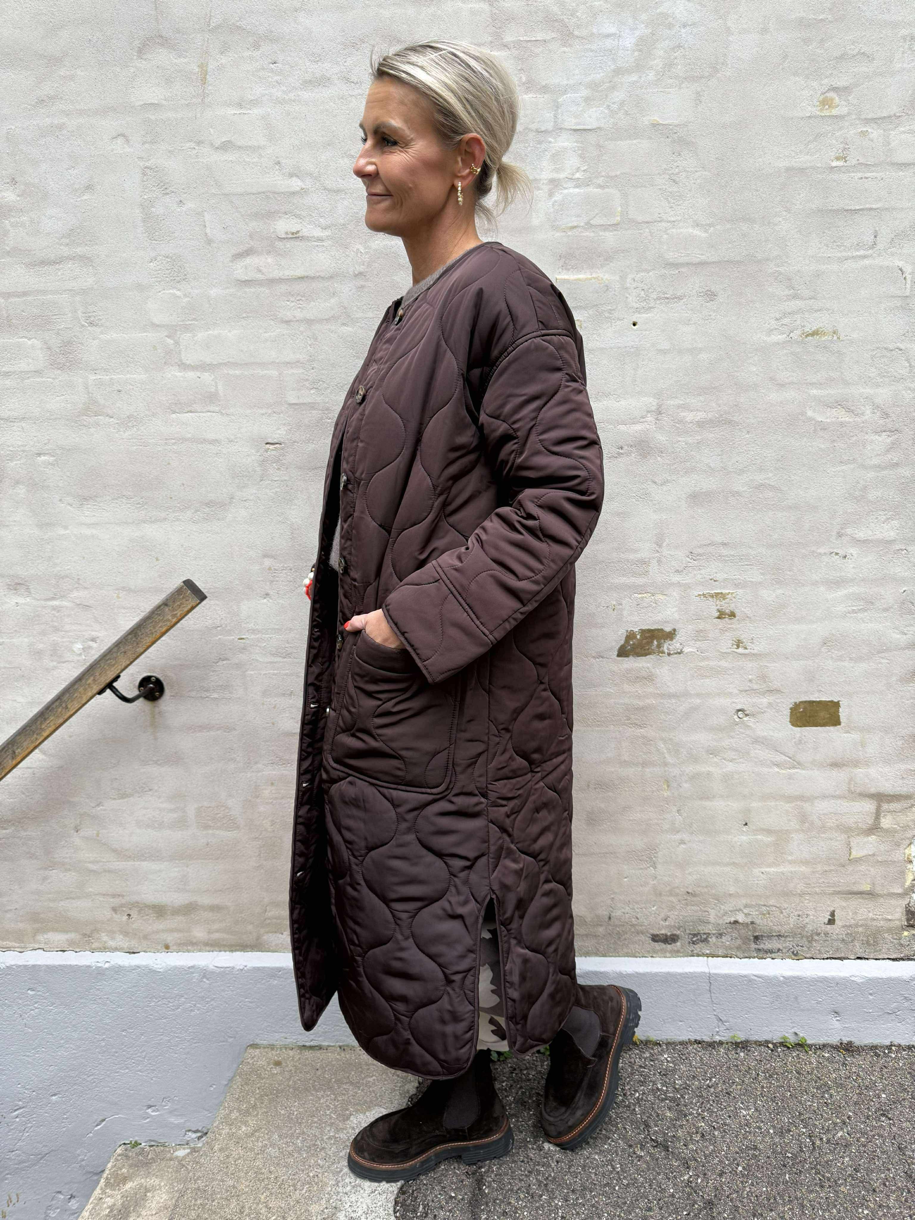 ALLIE LONG QUILT JACKET - Java