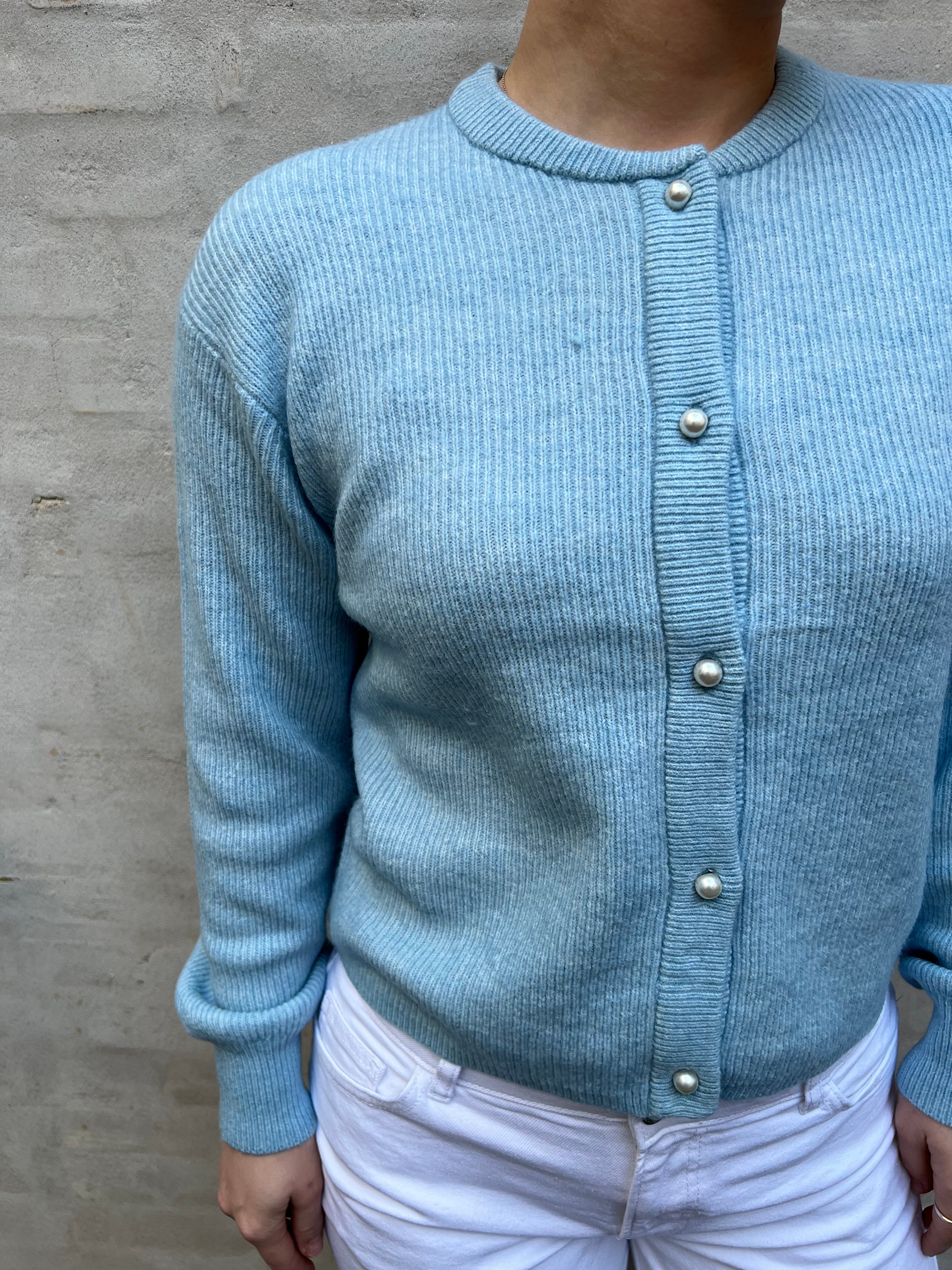 Lumi life L/S button cardigan aquamarine