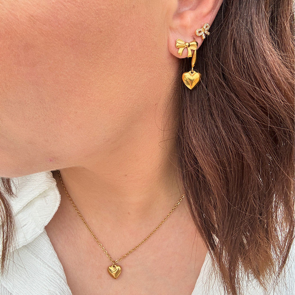 Love Heart Hoops - 18 karat guldbelagt