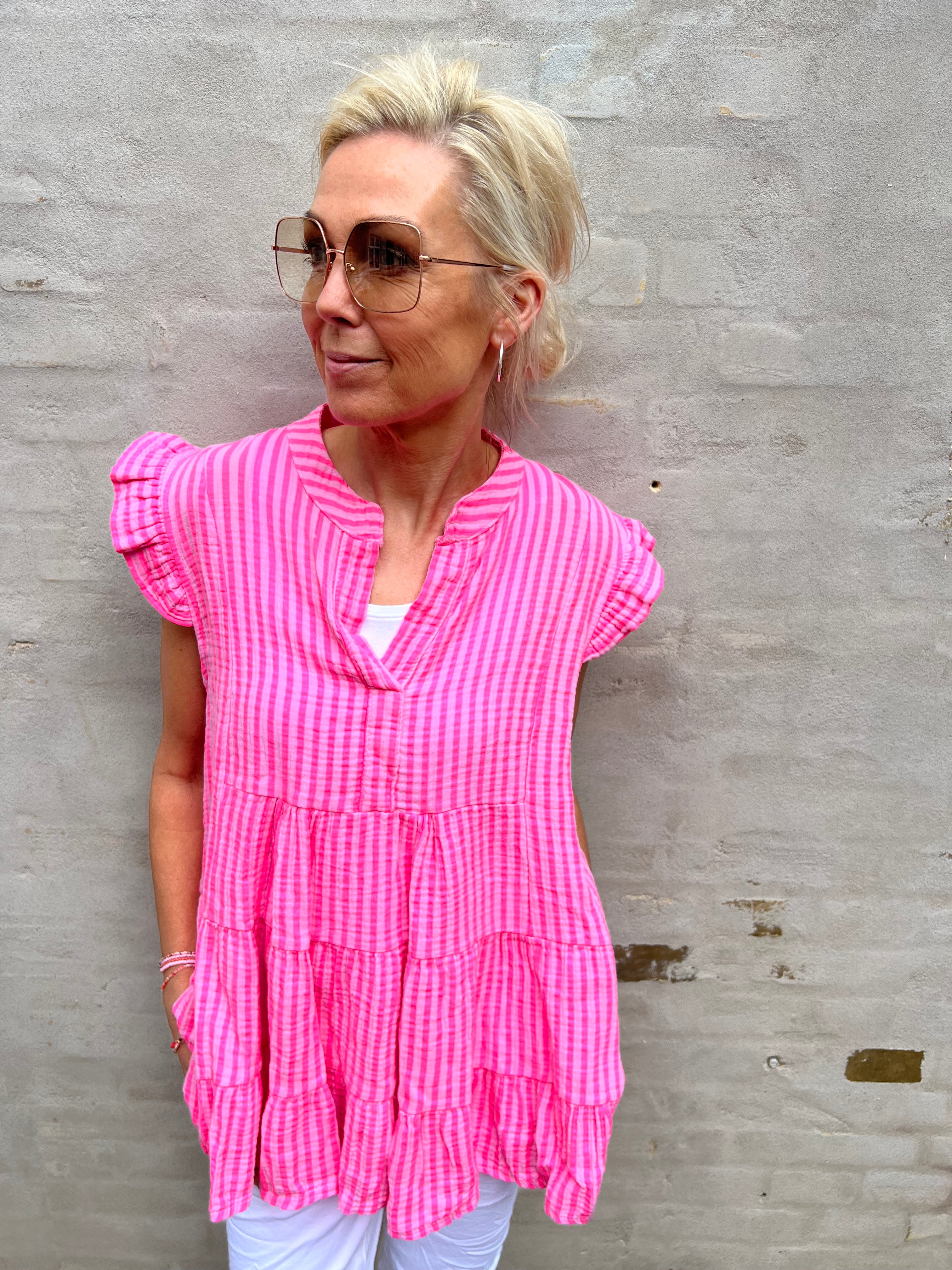 Dolly top strib pink