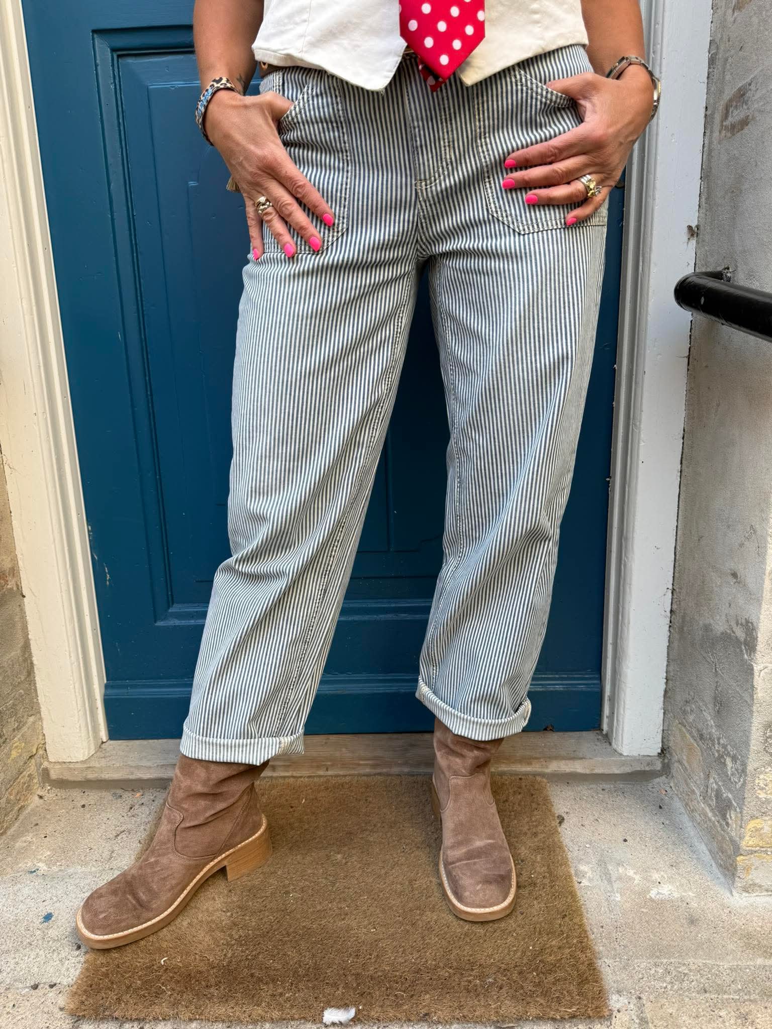 Amalia Straight Leg - Indigo Striped Wash