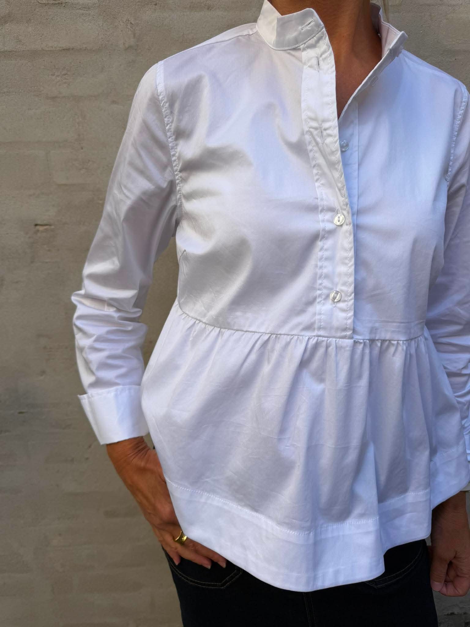 PoppyCC LS Flare Blouse - White