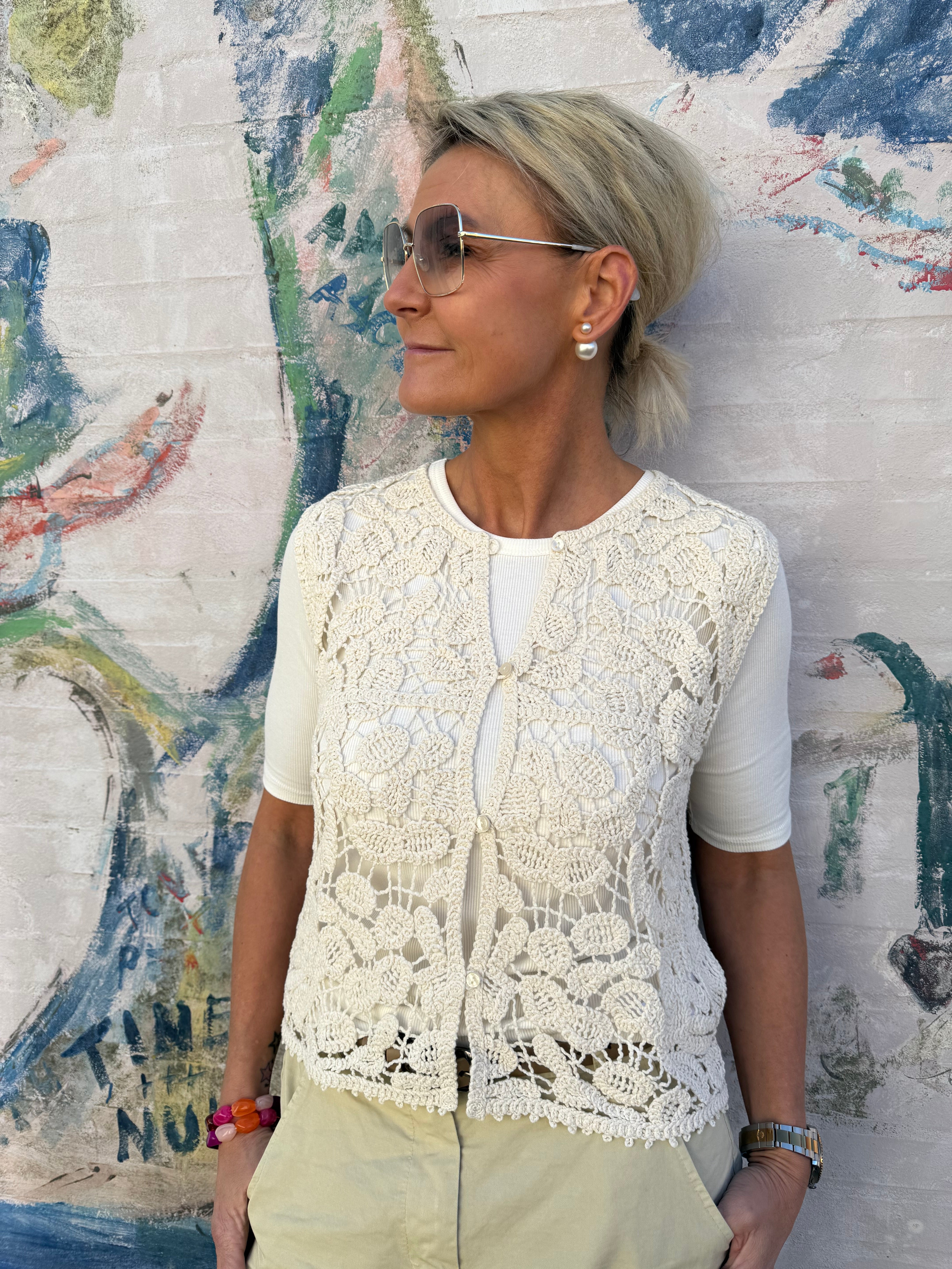 KellyCC Crochet Top - Bone