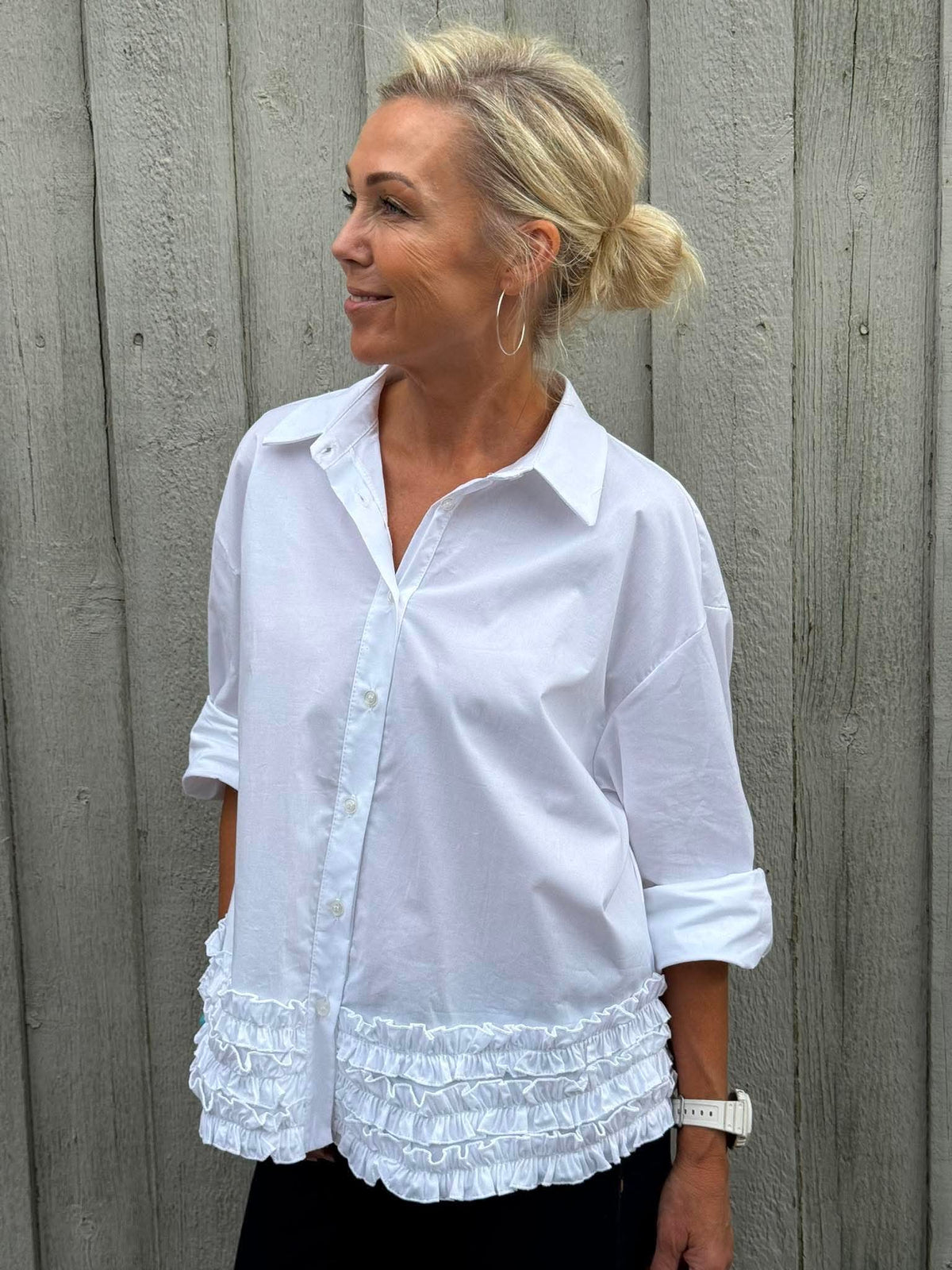 Ruffle Shirt - Vit