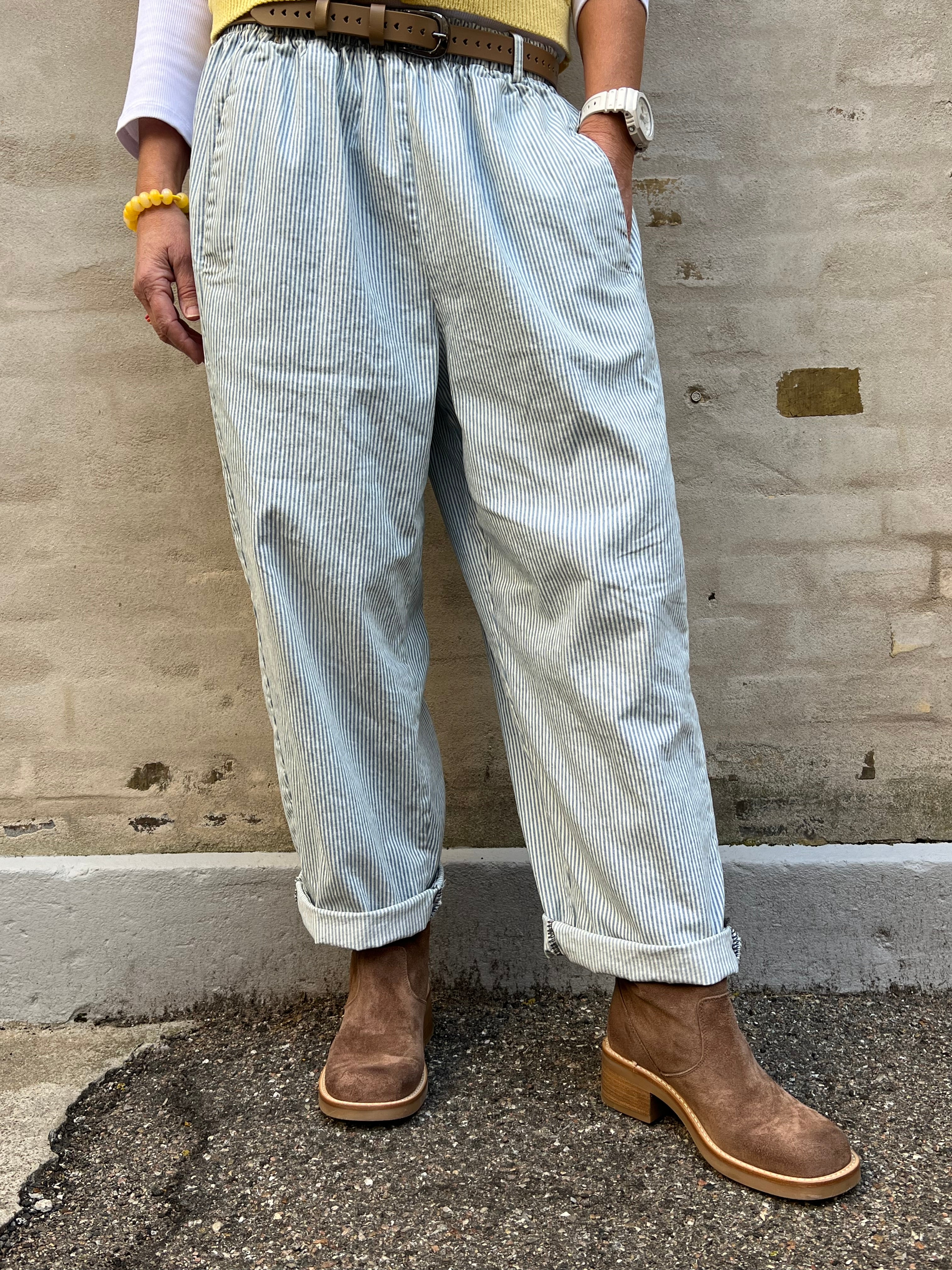 Paola Striped Pants - Light Blue