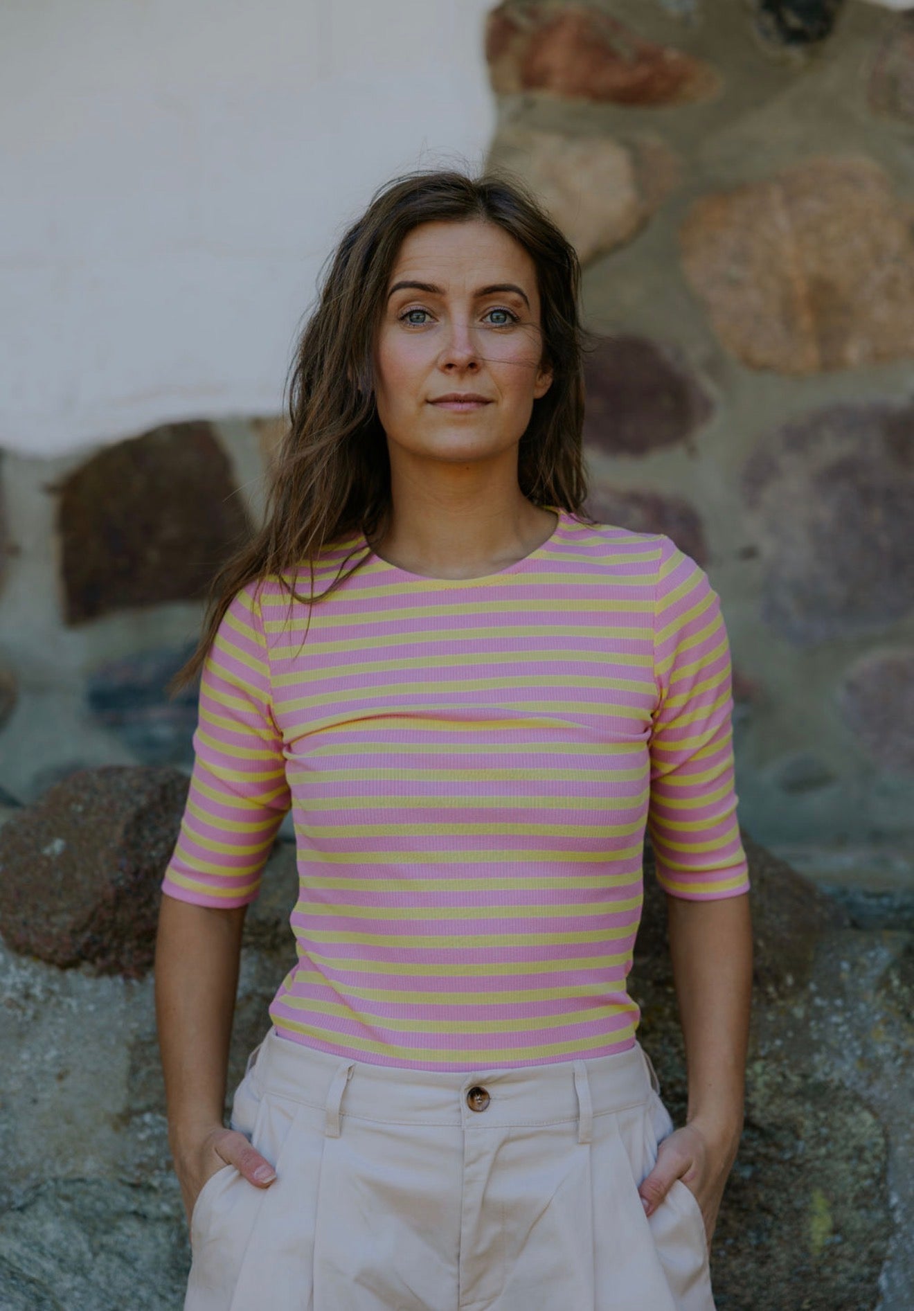 Everyday Stripes SS Blouse - Pink/Yellow