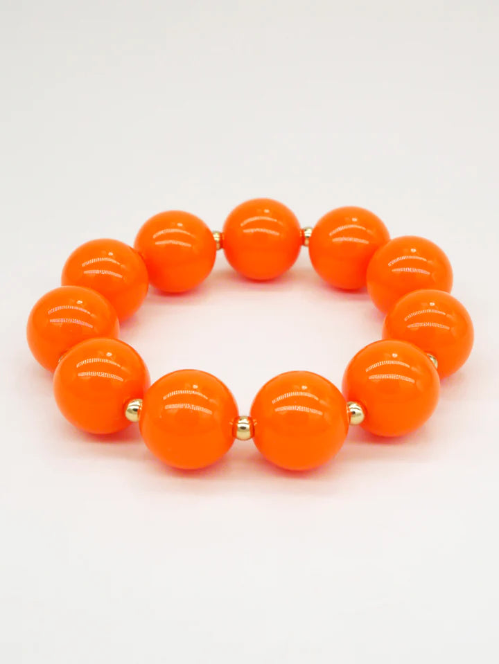 Colored & Gold Round Pearls Bracelet - Orange