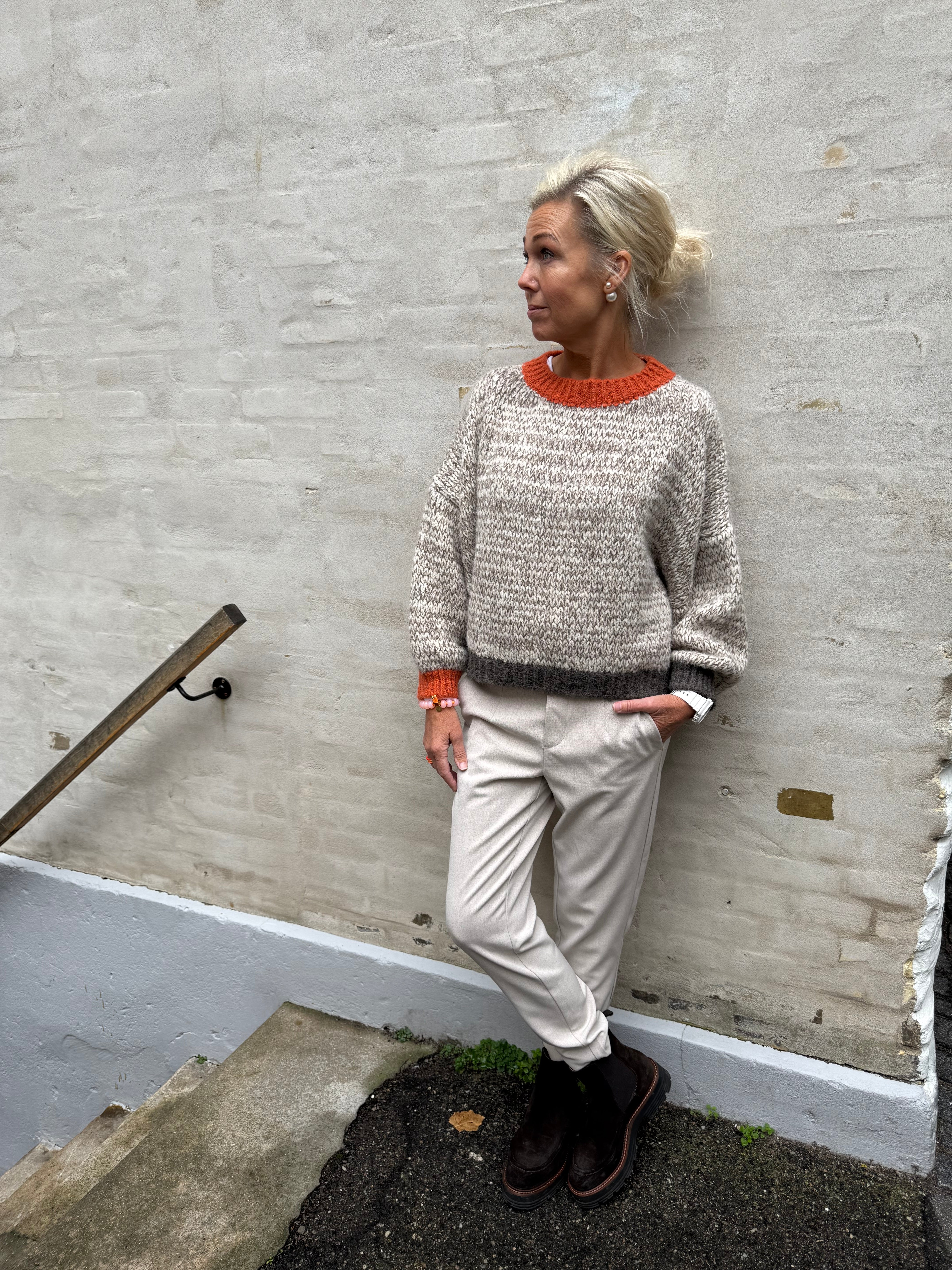 Loretta Knit - Beige/Pumpkin