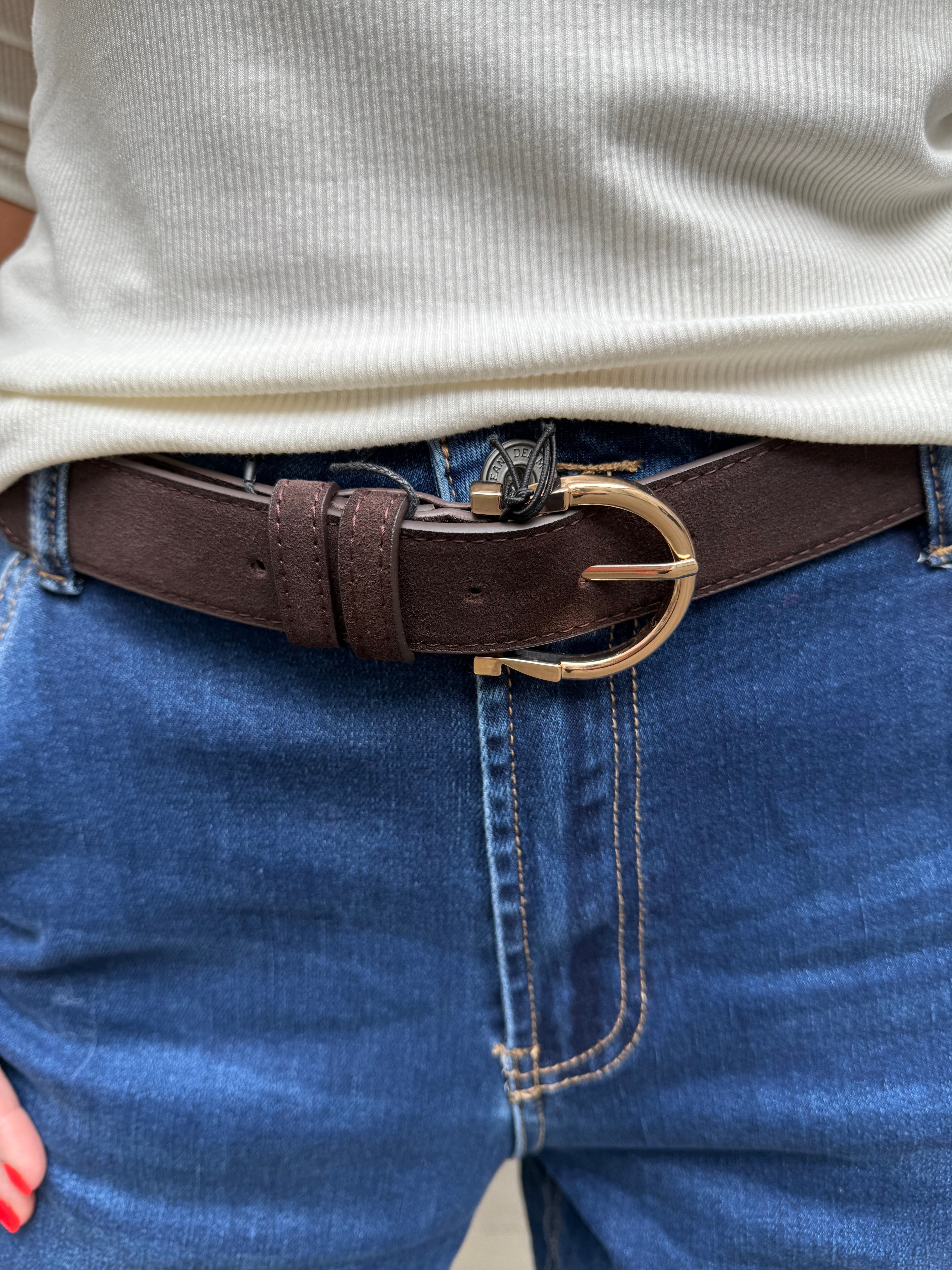 Suede Belt - Brown/Gold