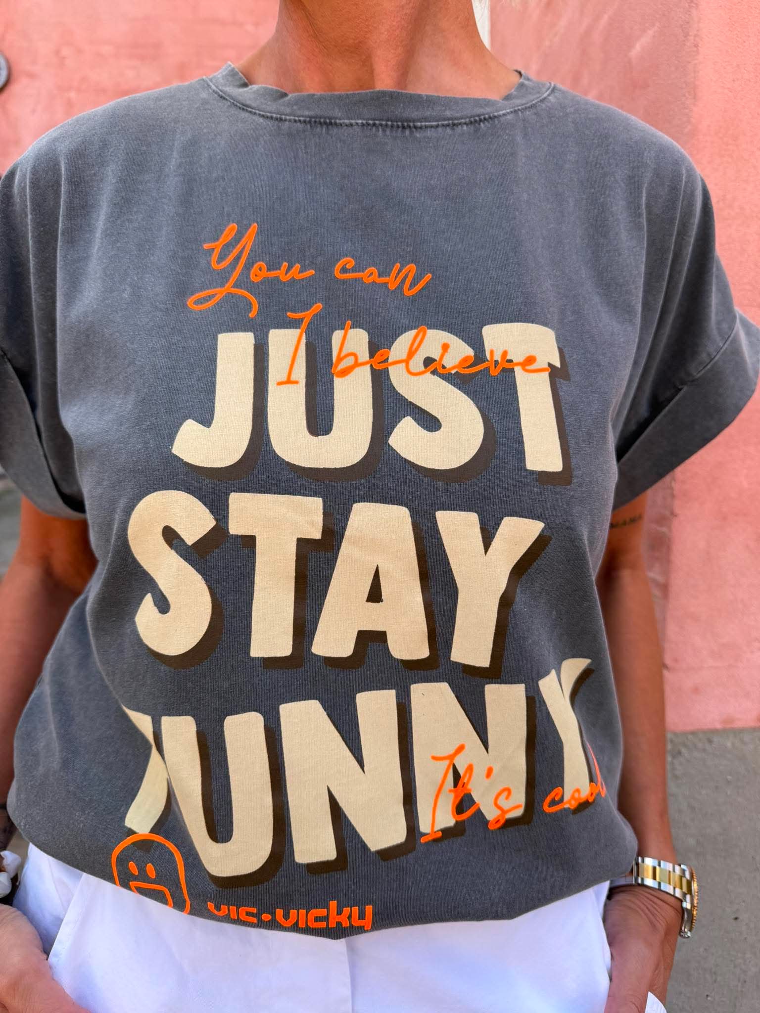 Funny Tee - Grey/Orange