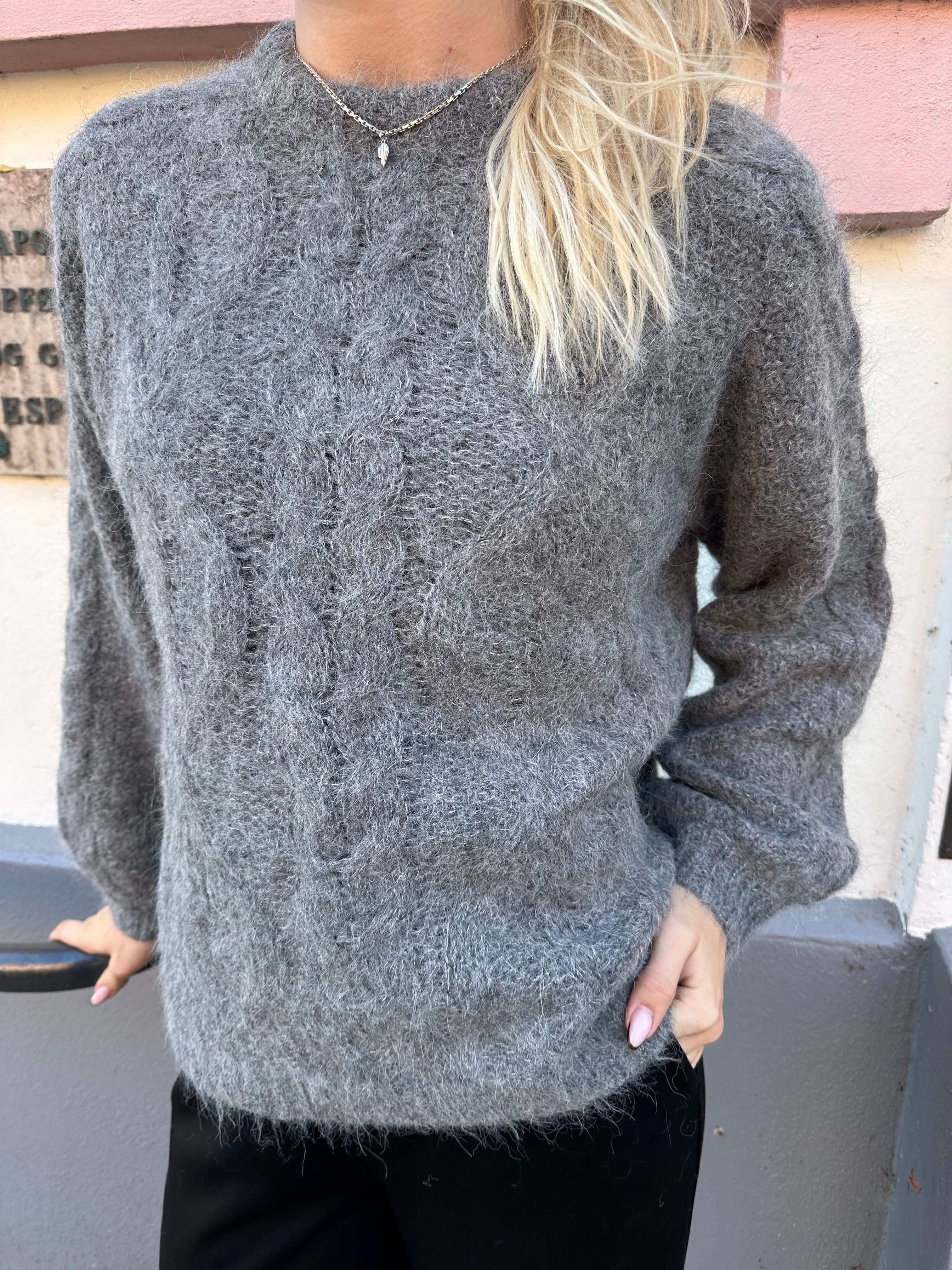 Smilla knit L/S pullover medium grey melange