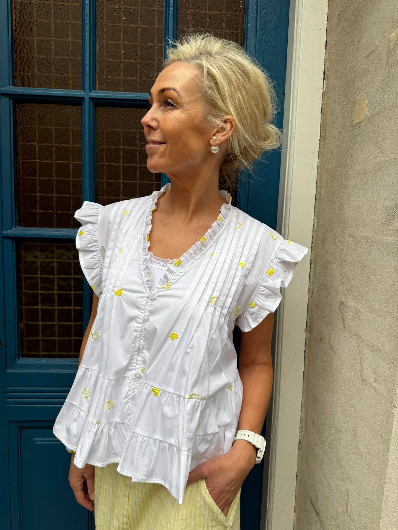 Micado Blouse - White/Yellow