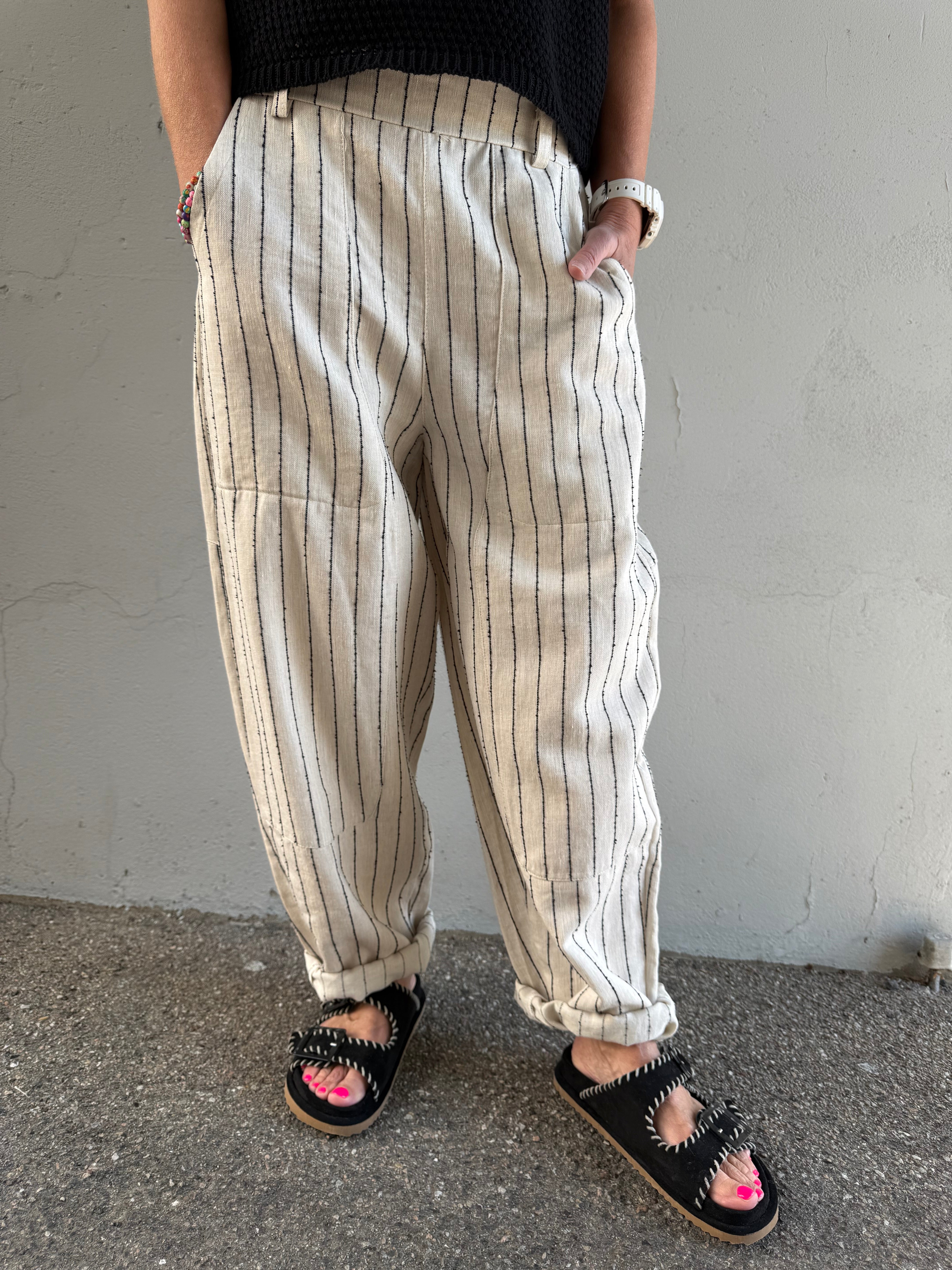 Kessia Pants - Beige/Black