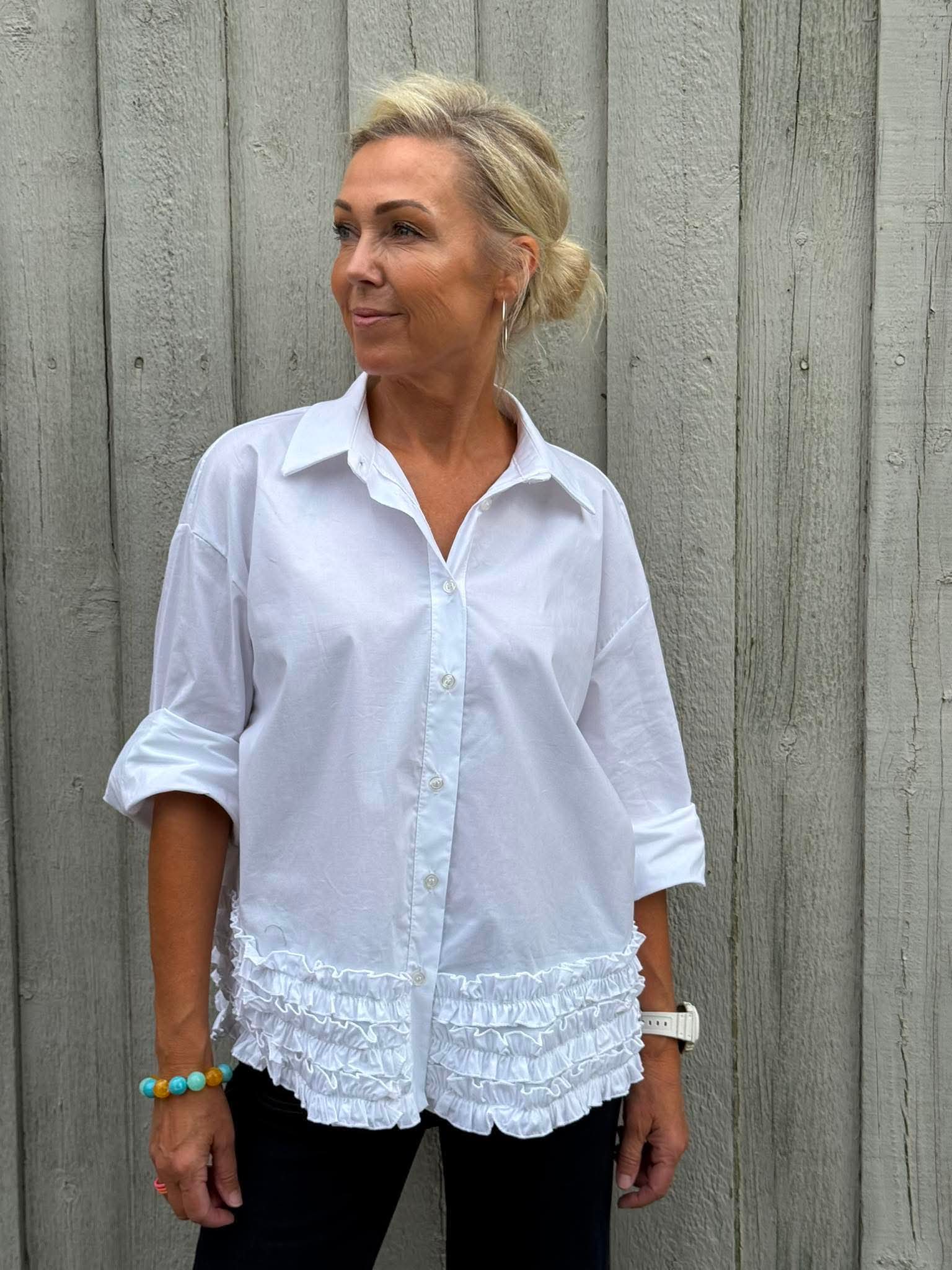 Ruffle Shirt - White