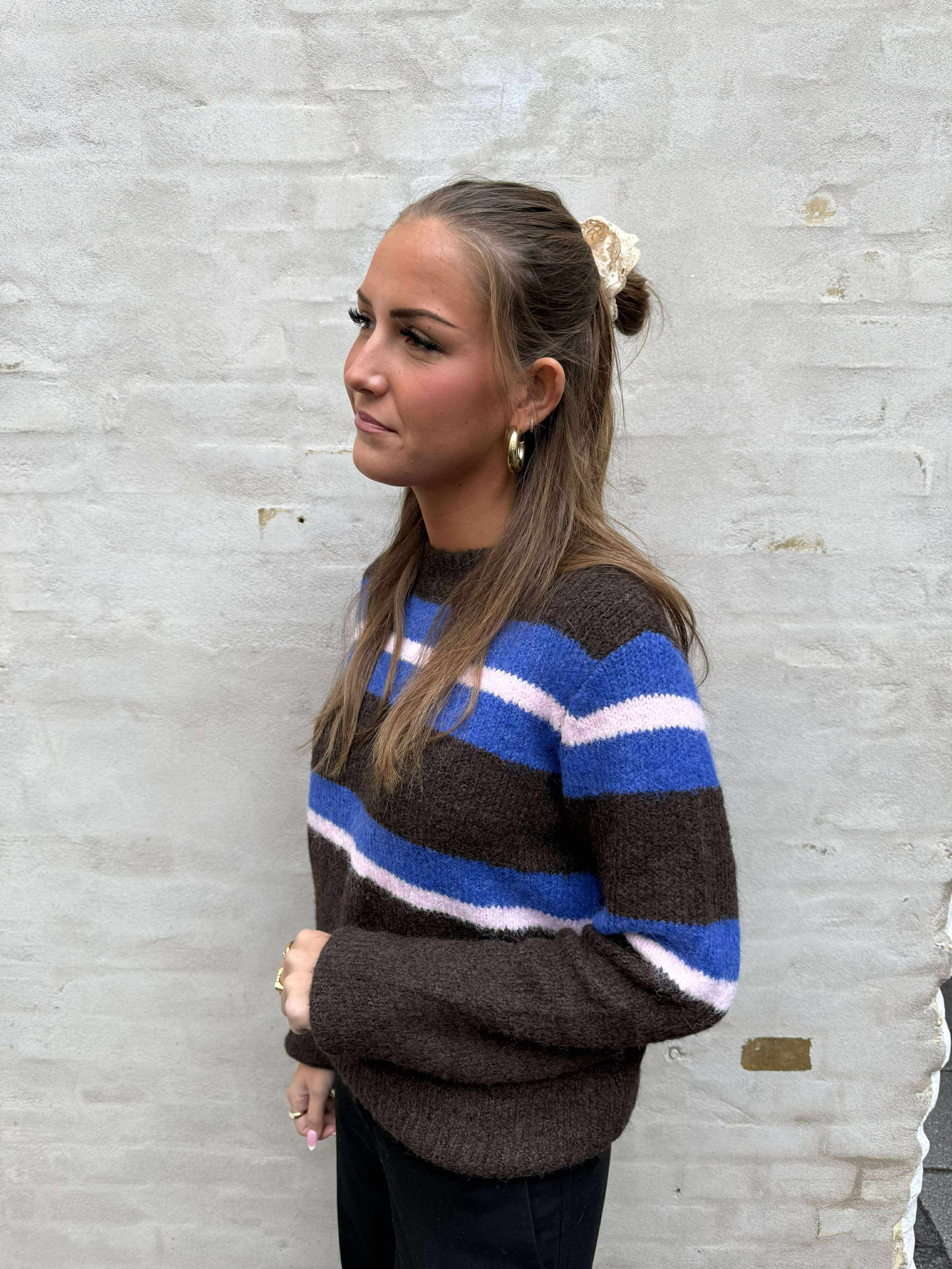 GALIA KNIT PULLOVER - Cocoa Brown Blue/pink lady