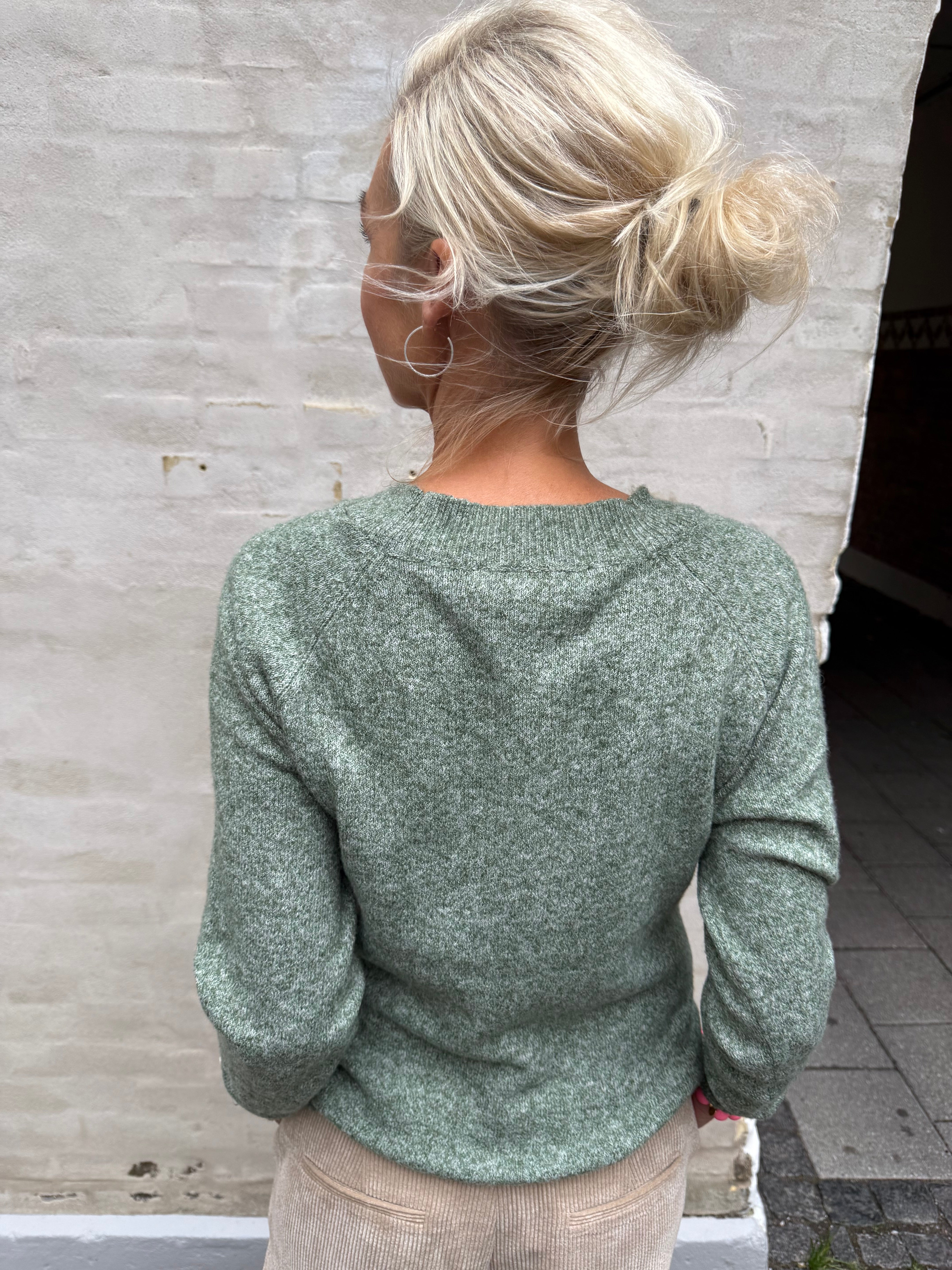 DOFFY O-NECK BLOUSE - Laurel Wreath MELANGE