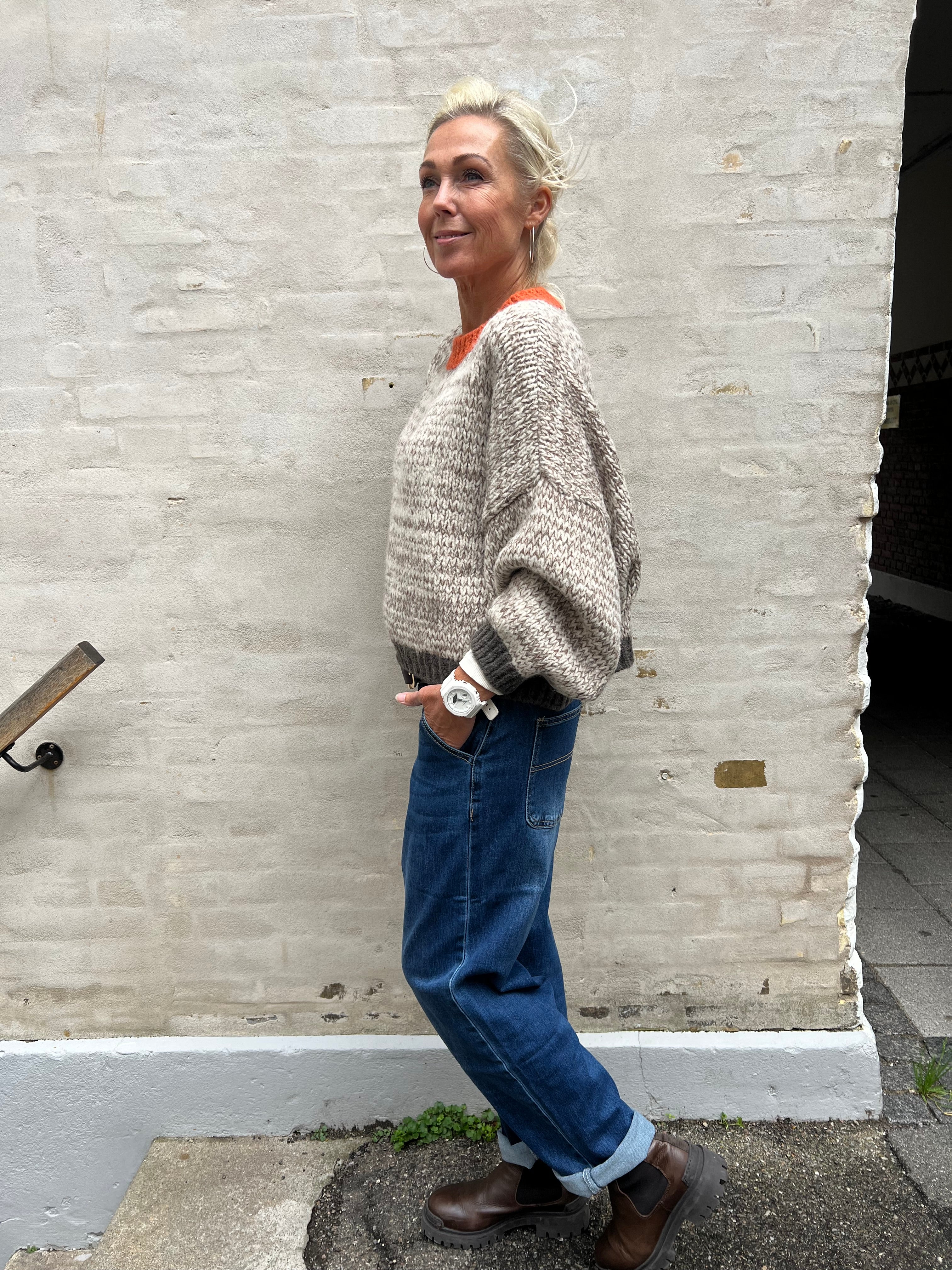 Loretta Knit - Beige/Pumpkin