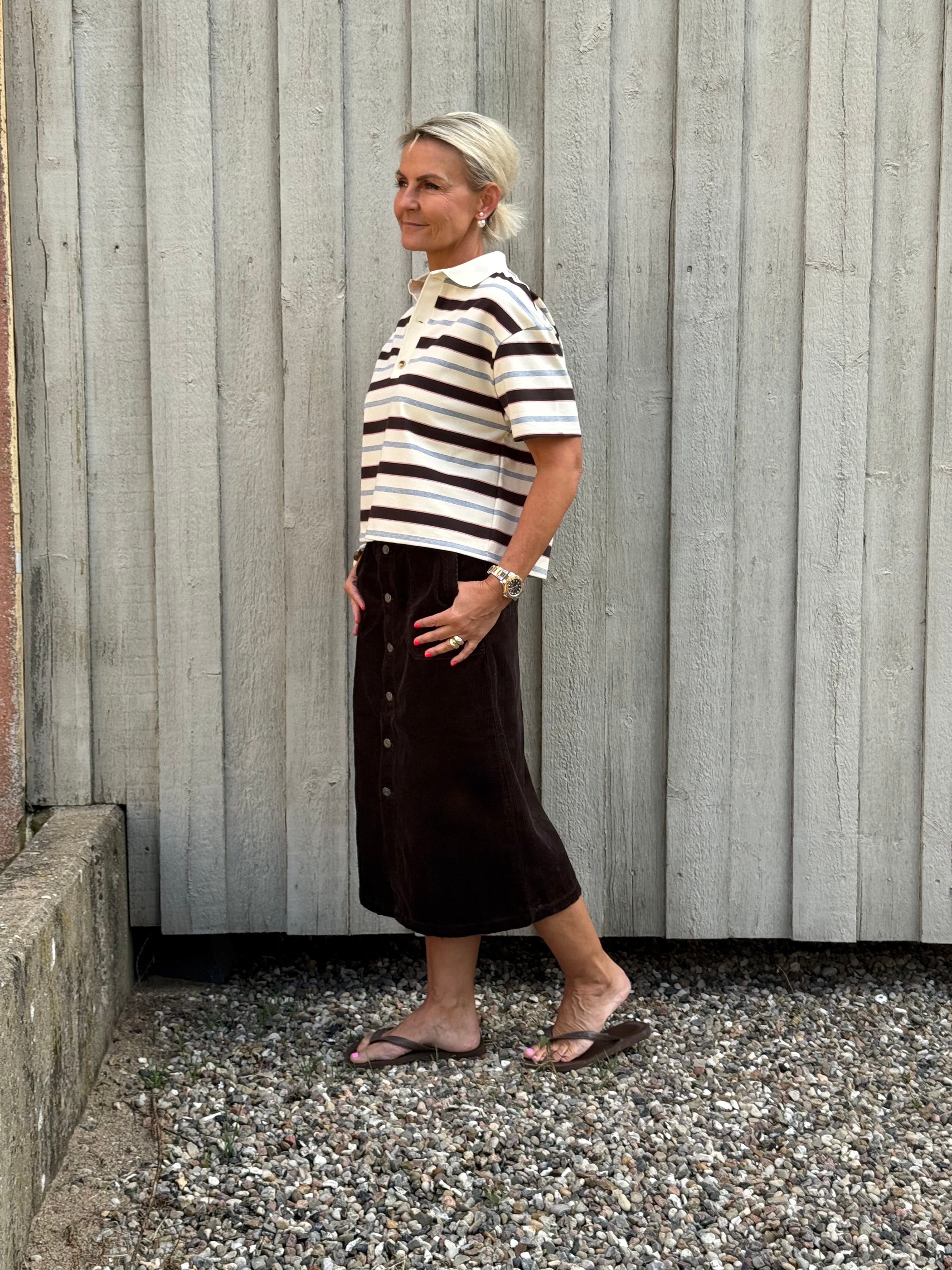 Vennera Triple Stripe Pikétröja - Grå