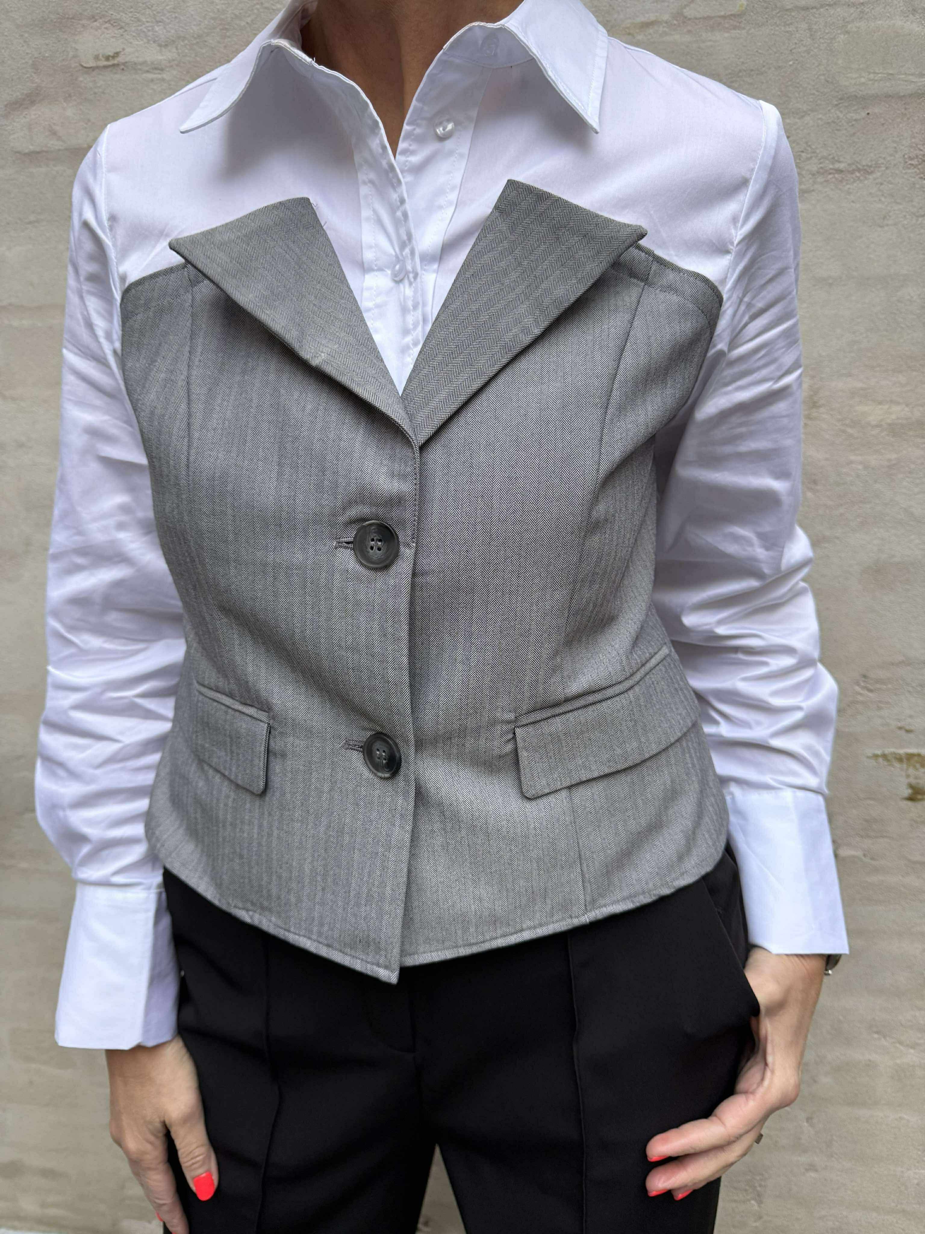 PollyCC Corsage Mix Shirt - White