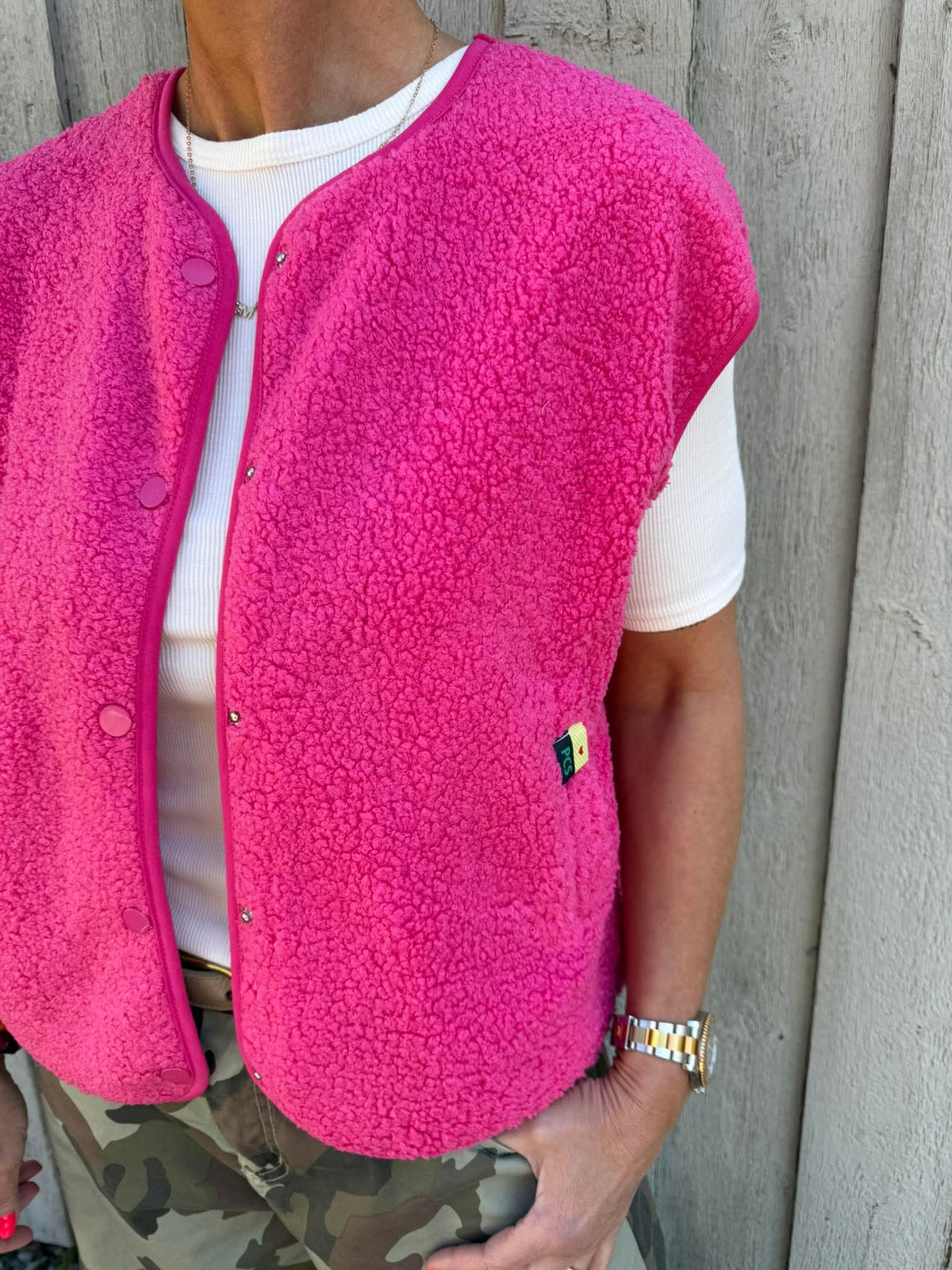 KATTY TEDDY VEST - Shocking Pink
