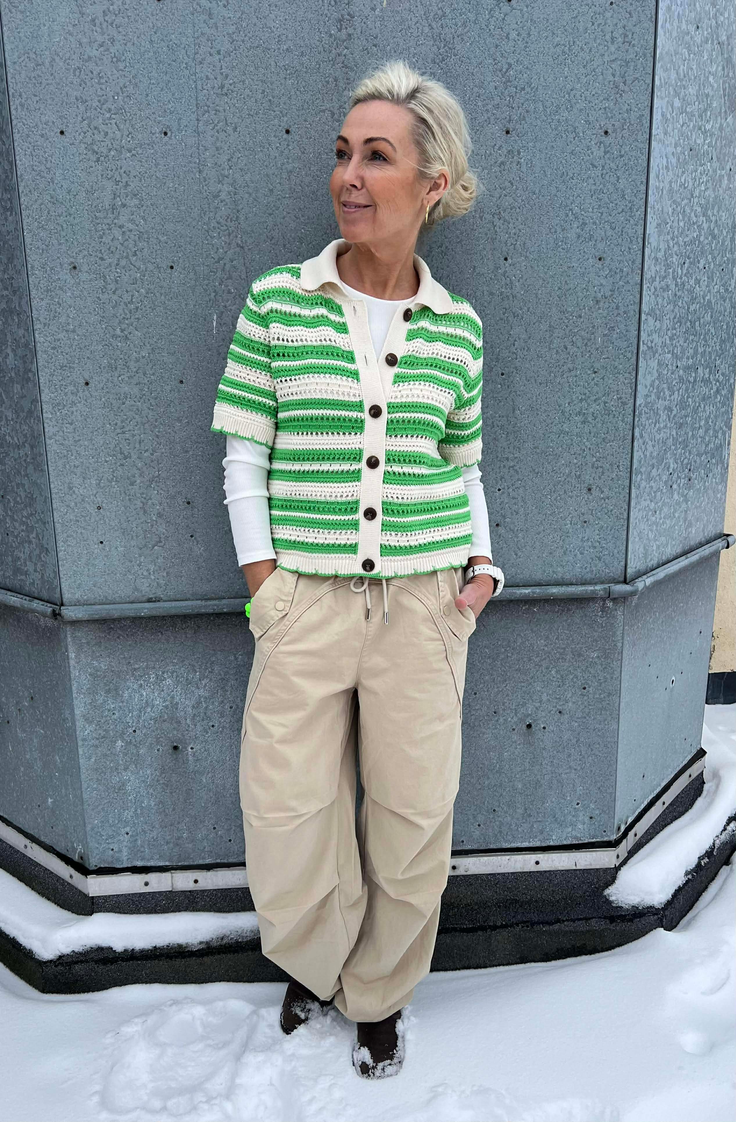 OdetteCC Stripe SS Cardigan - Green