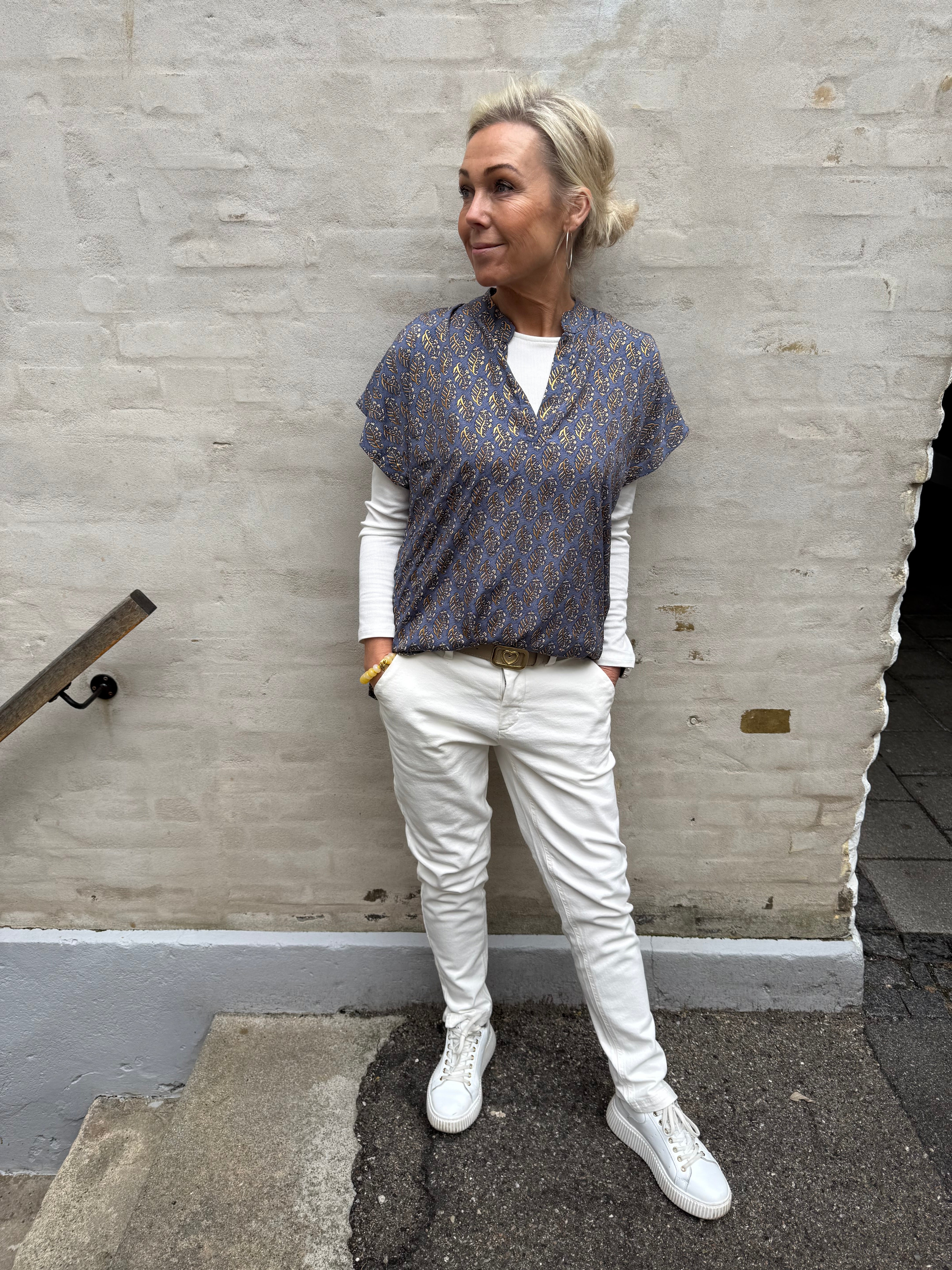 LUNA Andrea s/s Blouse - Blue Mist