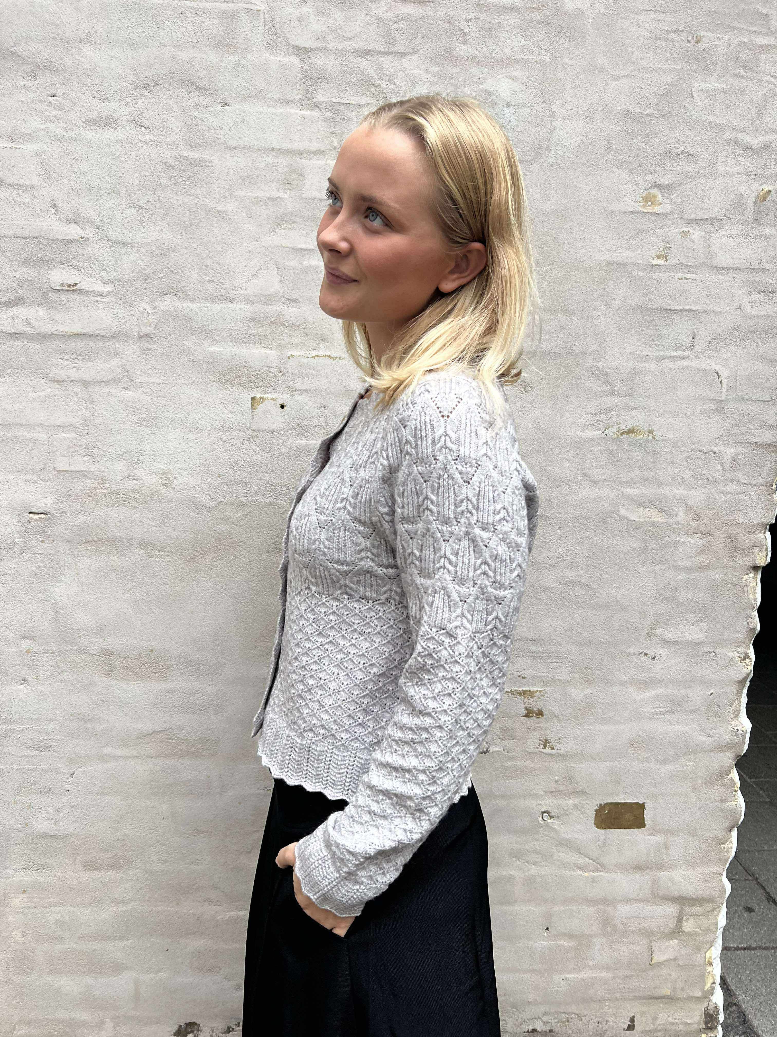 Pointelle Cardigan - Pale Grey