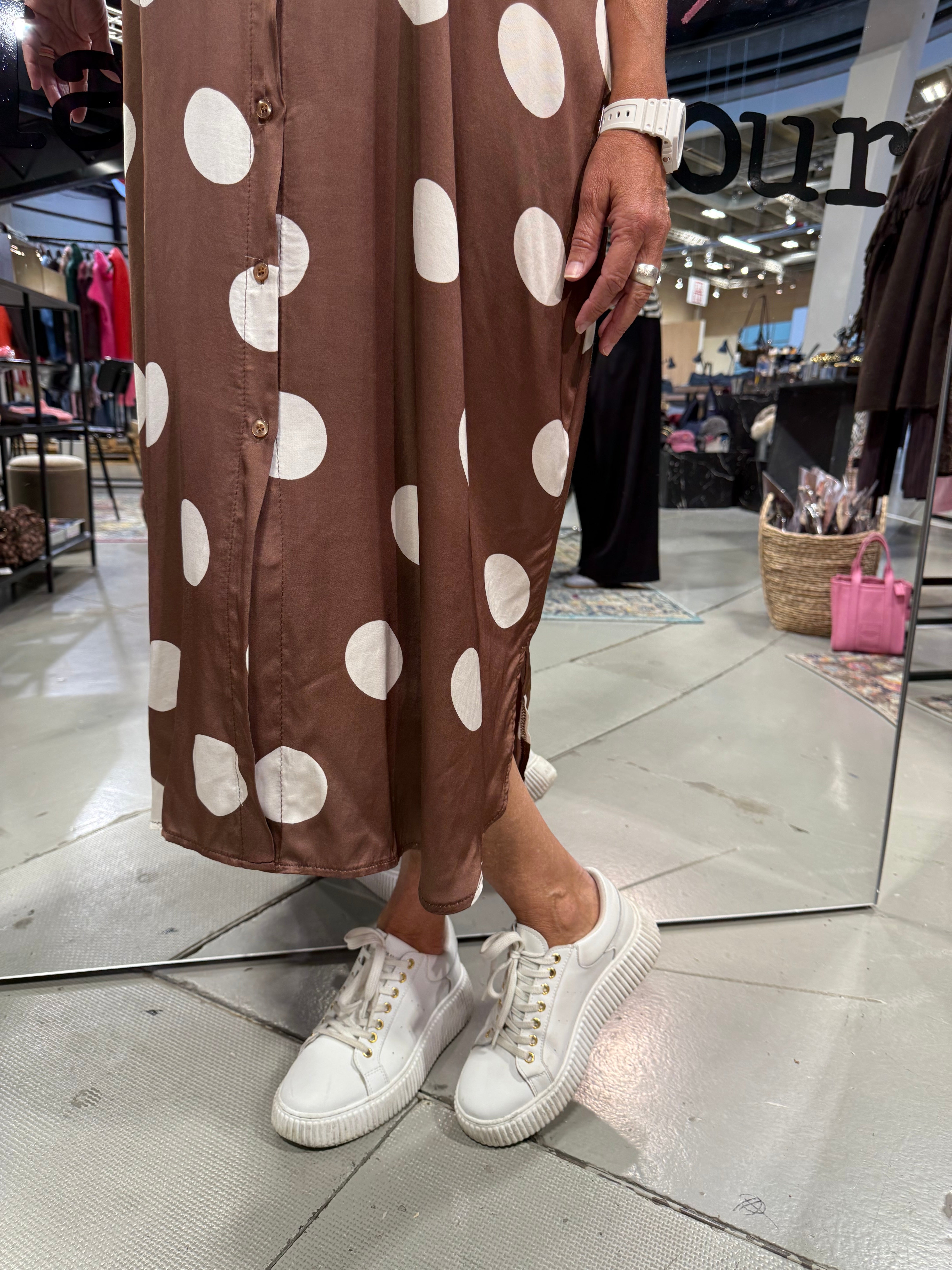 MABEL satin dress - Mocca Dot