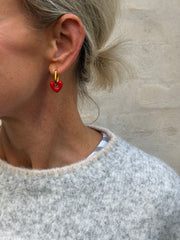 Sweet Heart Earing - Gold/Red