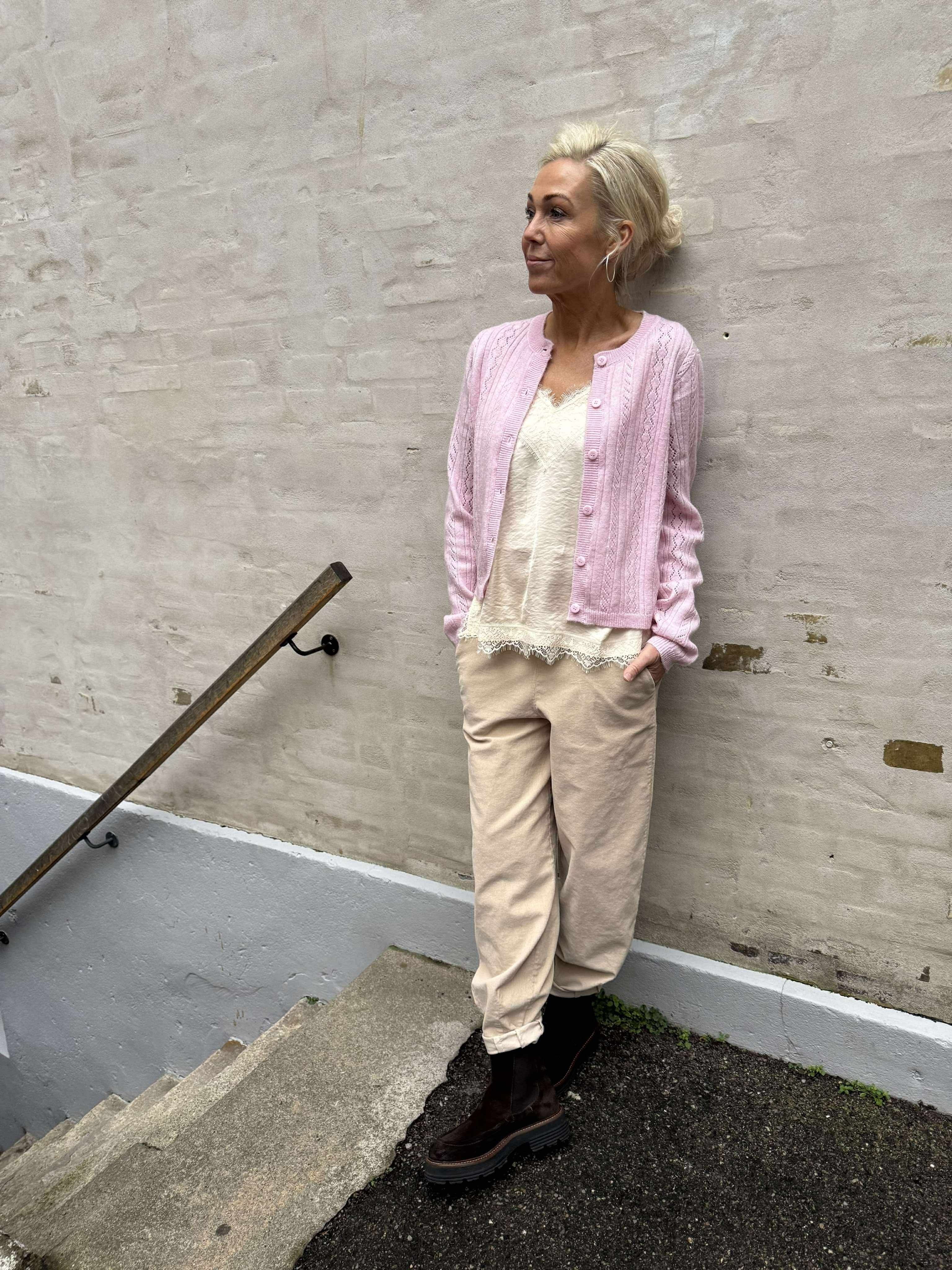 APRIL LIFE LS O-NECK CARDIGAN - Fragrant Lilac MELANGE