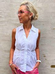 PoppyCC V-Collar Top - White