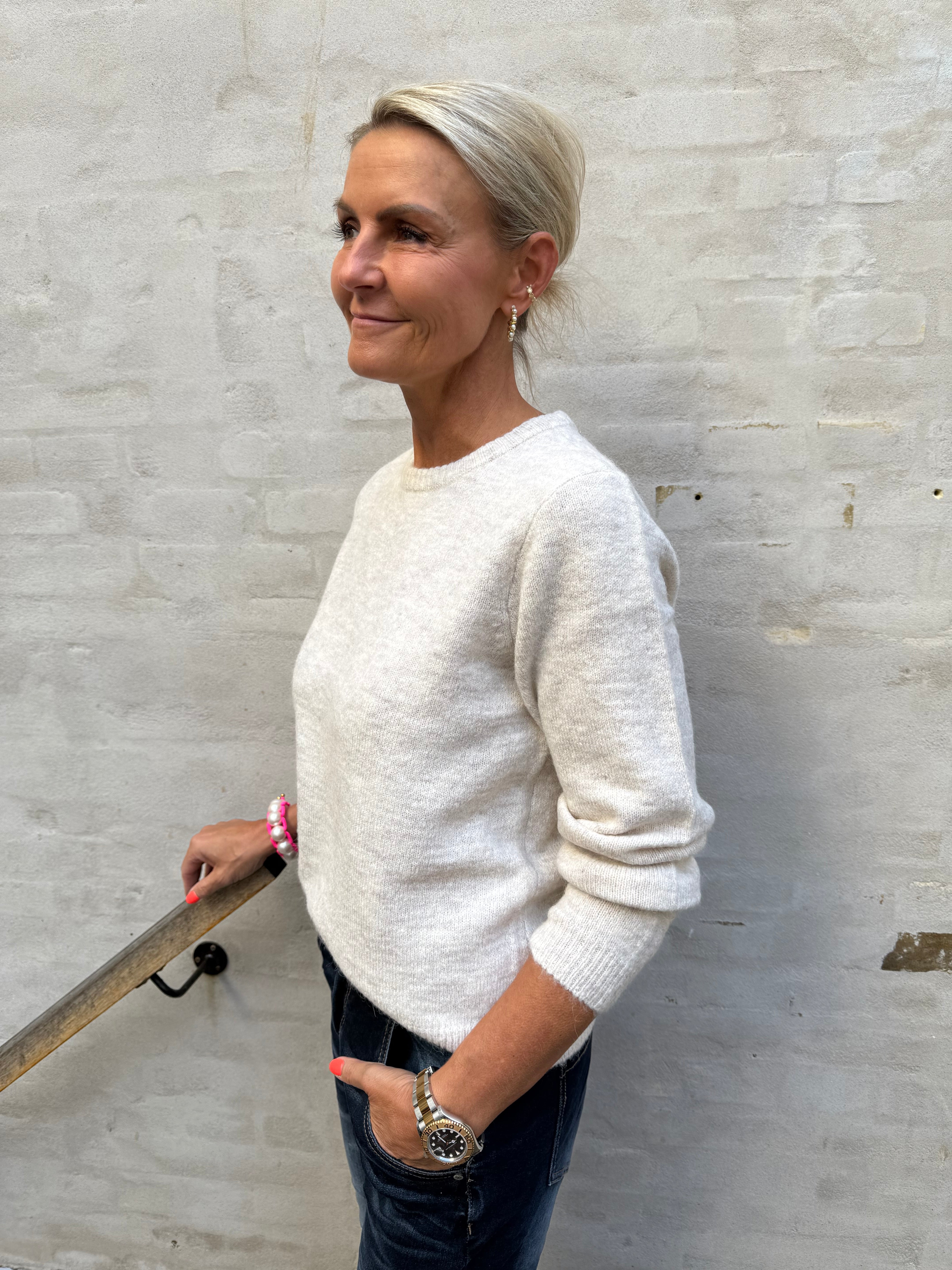 MARINA L/S O-NECK PULLOVER - Beige MELANGE