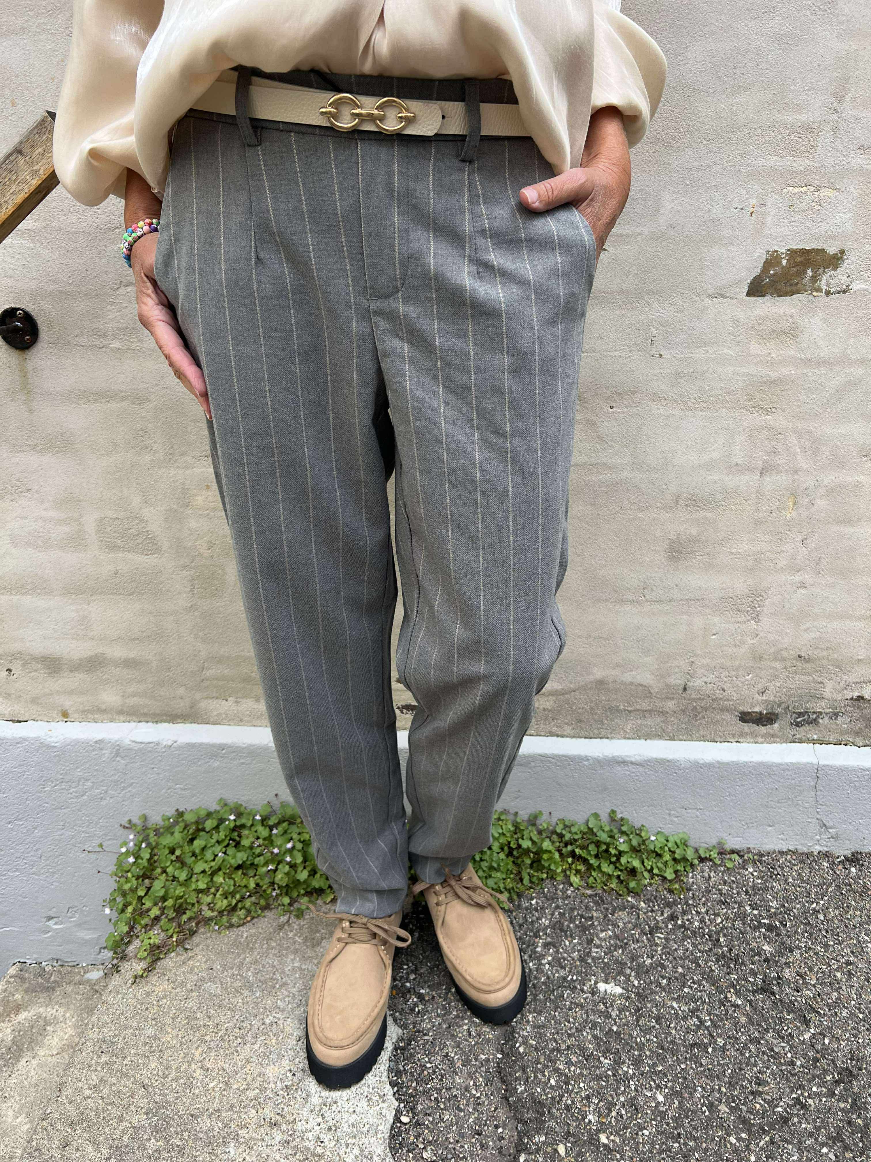 Lisa Slim Pant - Medium Grey/Humus