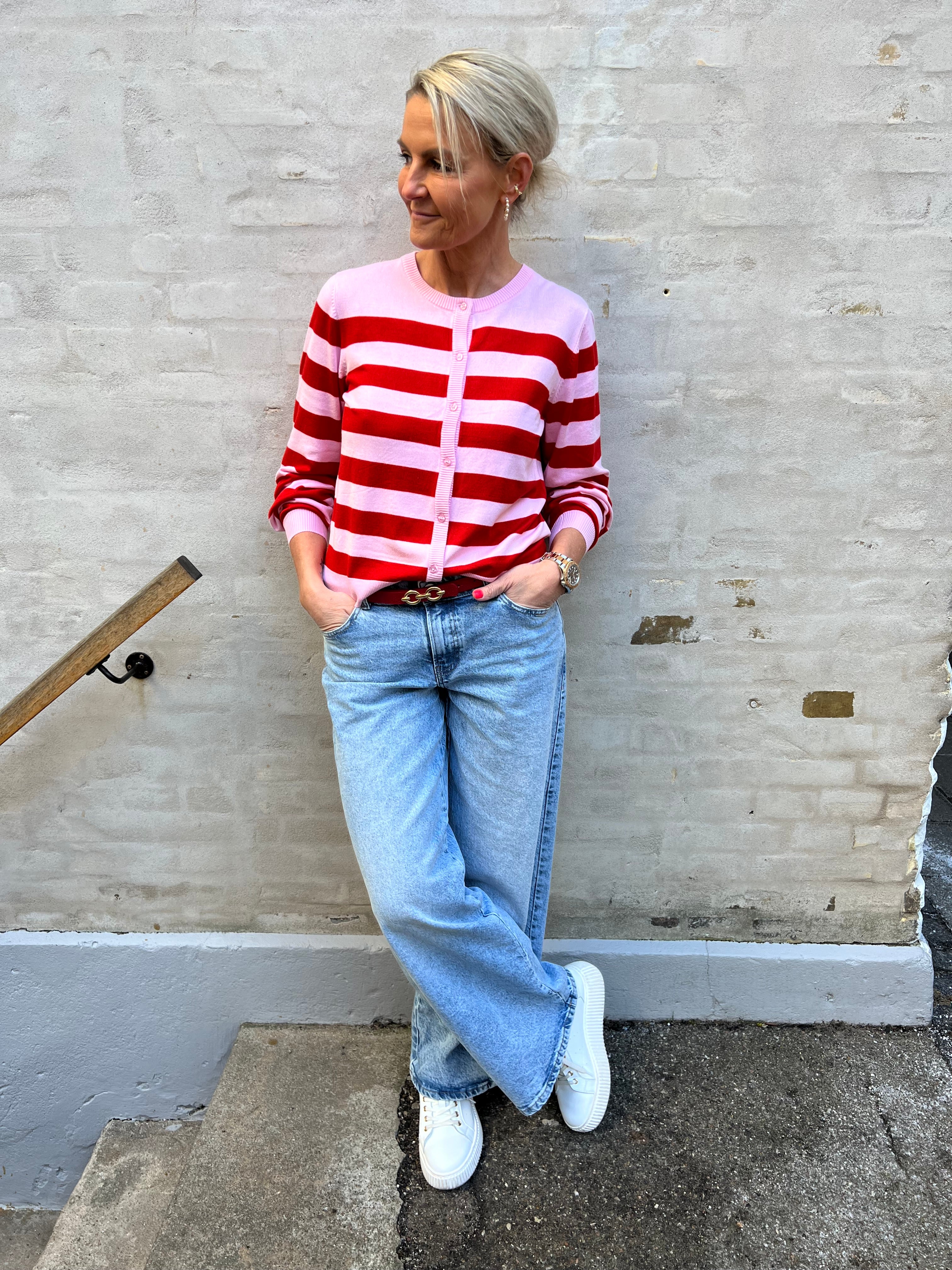 Sabi annemette cardigan pink/red stripes