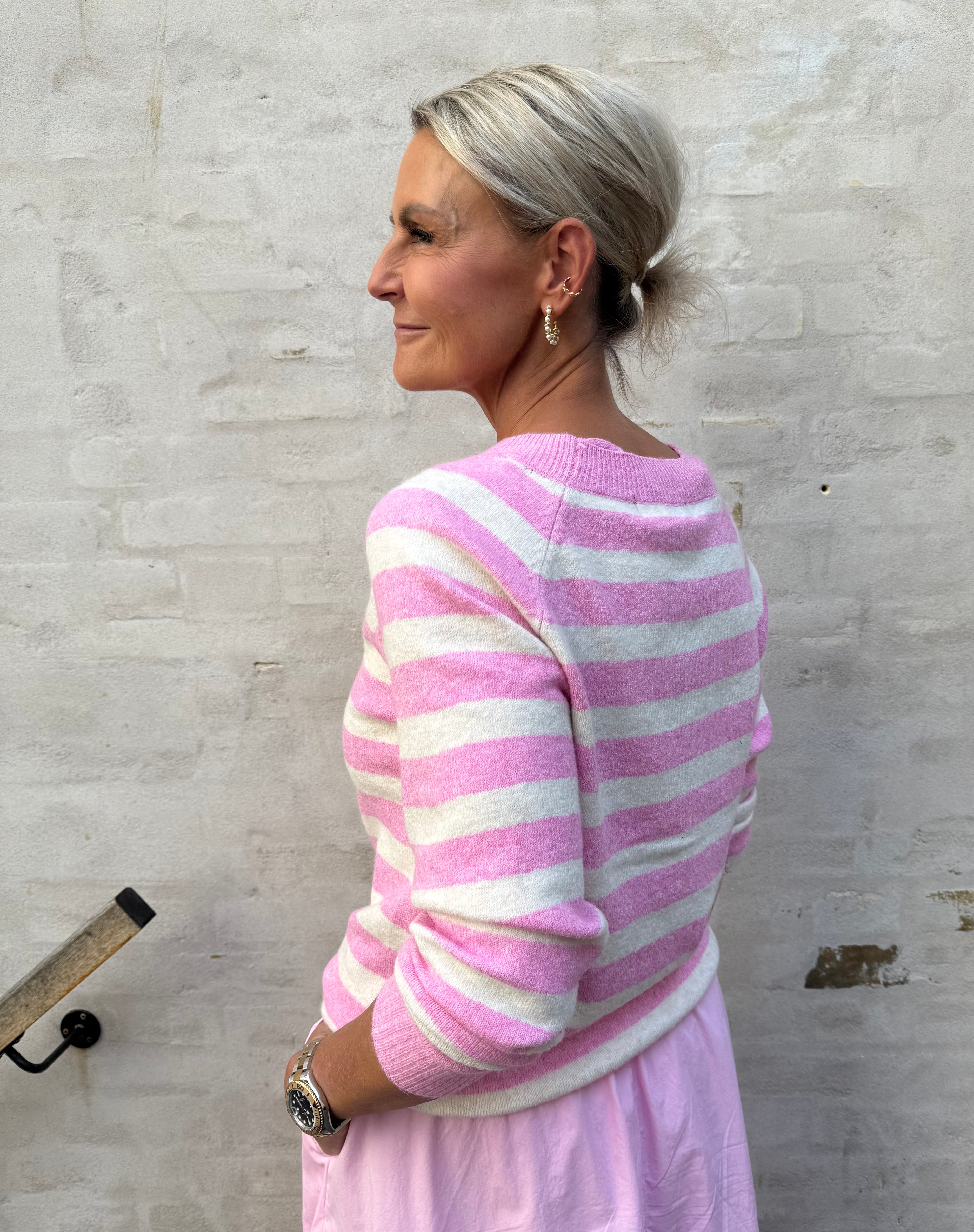 DOFFY O-NECK BLOUSE - Fuchsia Pink/BIRCH