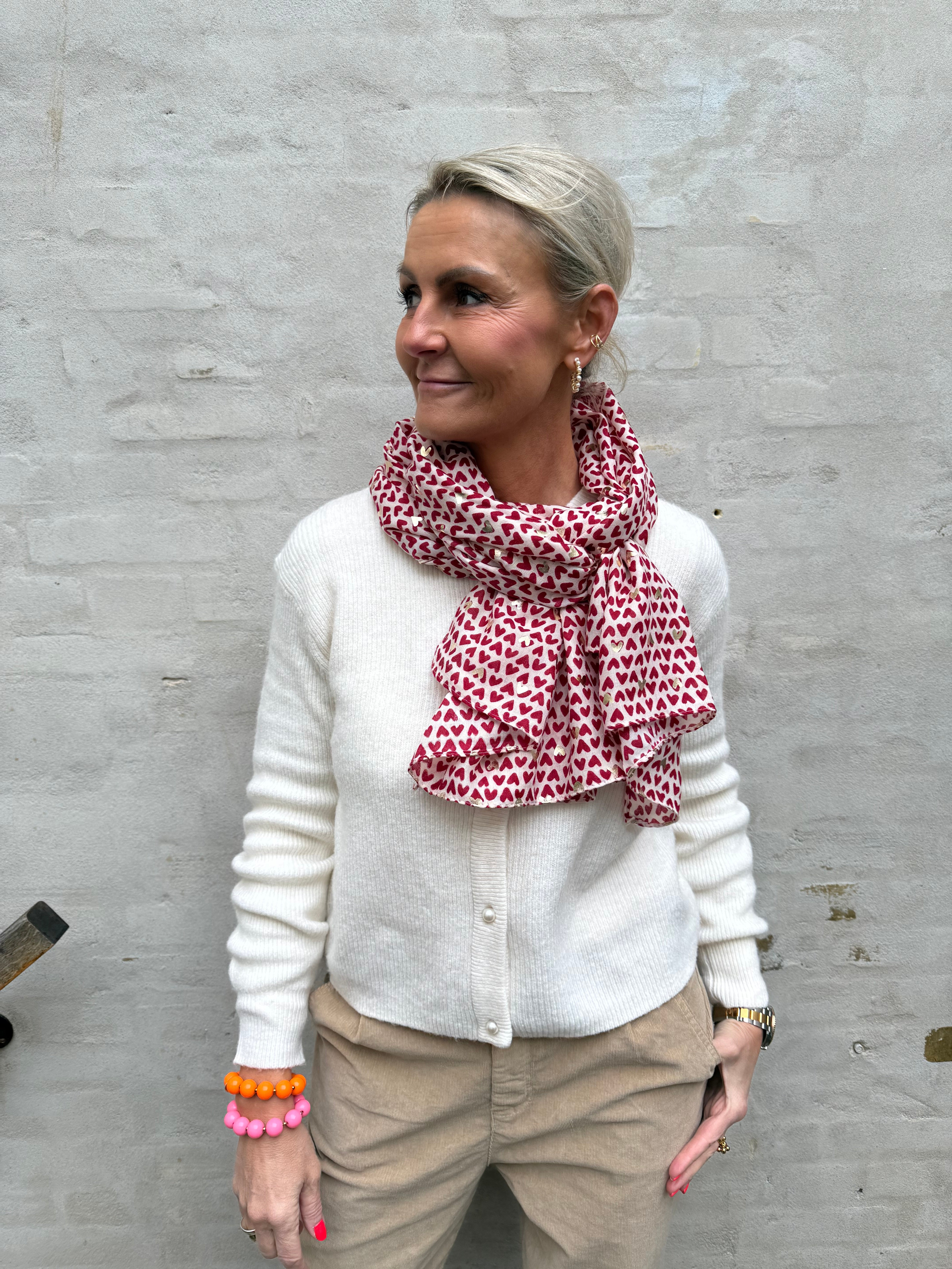 Small Heart Scarf - Red