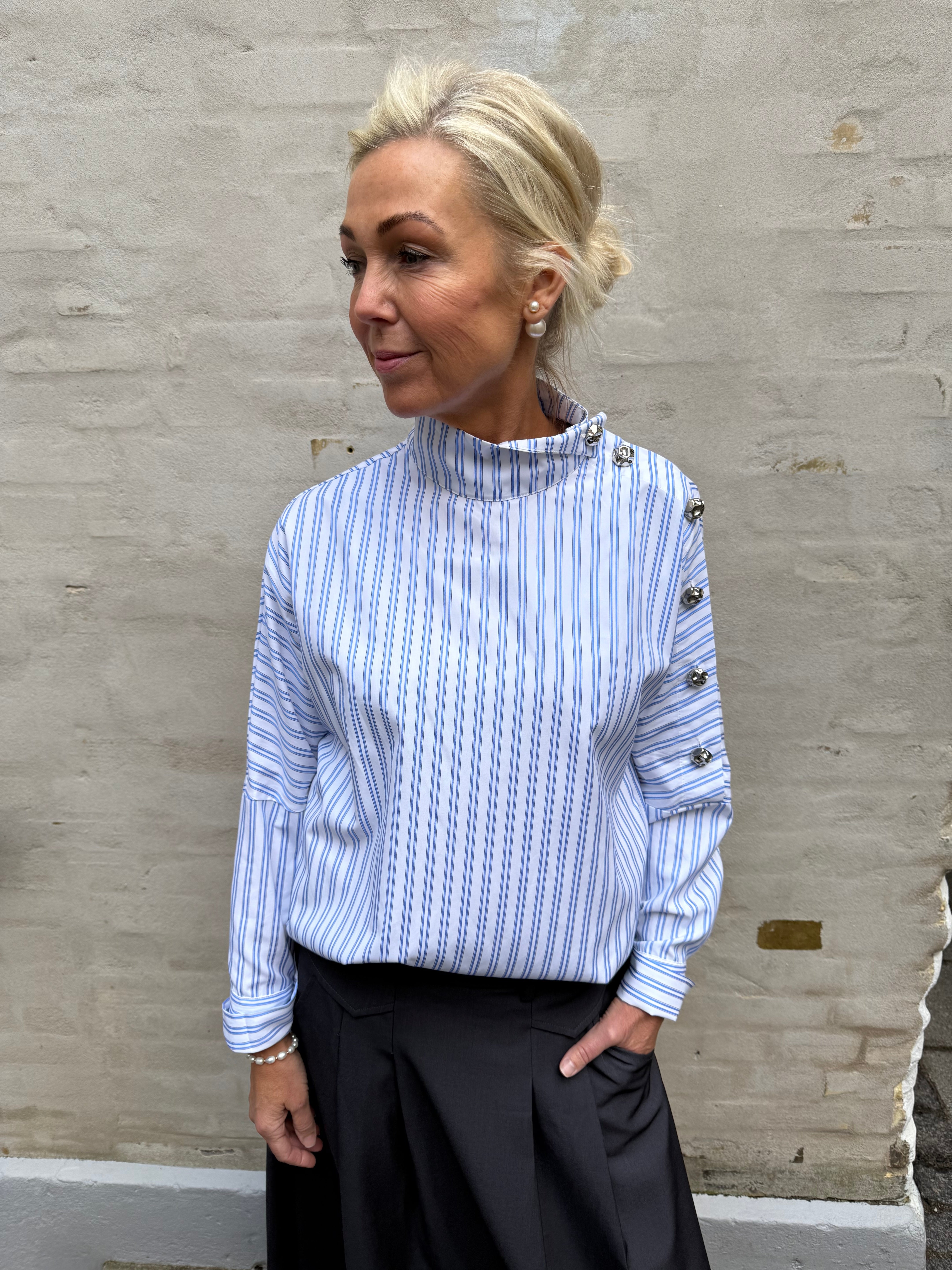 DevinCC AsymCC Button Blouse - Blue